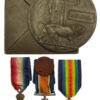 WW1 1914-15 Star, British War Medal, Victory Medal and Memorial Plaque - Cpl.  J.W.D. Bickerdyke, Royal Field Artillery - K.I.A. 29/7/17