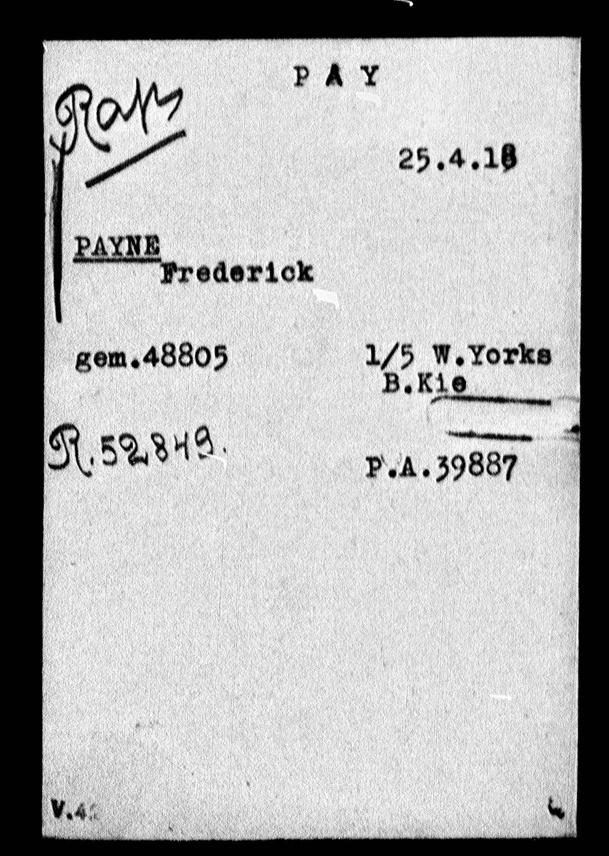 WW1 Prisoner of War British War & Victory Medal Pair - Pte. F. Payne, West Yorkshire Regiment