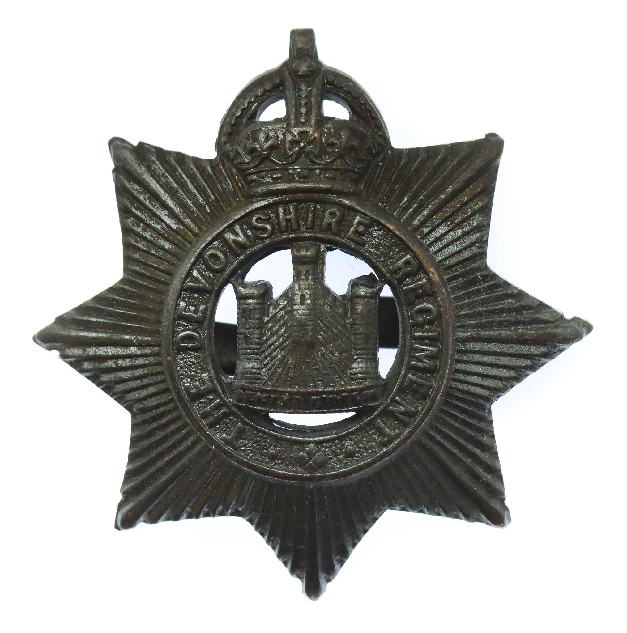 Devonshire Regiment Officer's Service Dress Cap Badge - King's Crown