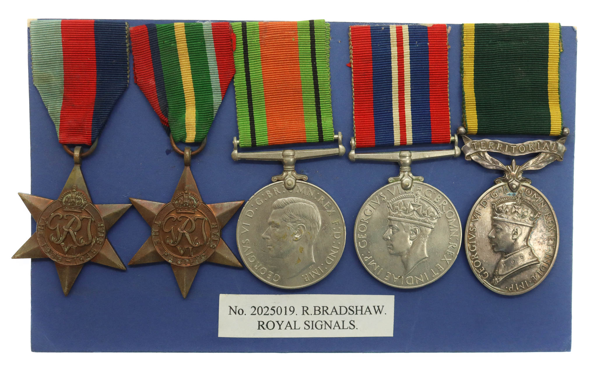 WW2 Japanese Prisoner of War Territorial Efficiency Medal Group of Five - Sigmn. R. Bradshaw, Royal Signals