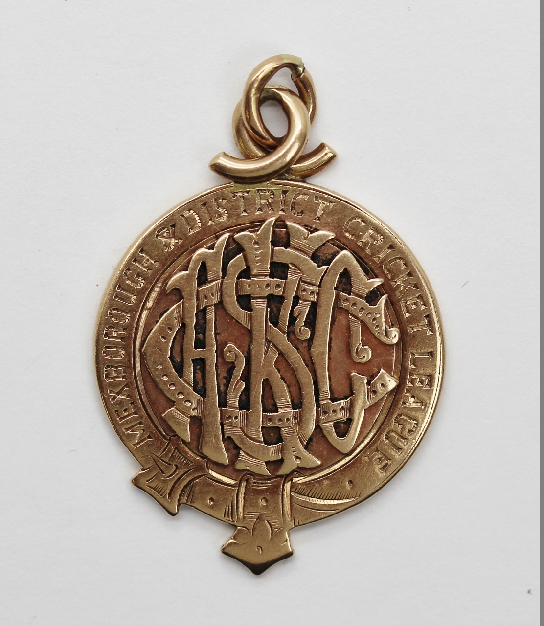1913 Mexborough & District Cricket League 9ct Gold Medallion - A.L. Bairstow (11.9g)