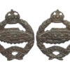 Pair of Royal Tank Regiment Officer's Service Dress Collar Badges - King's Crown