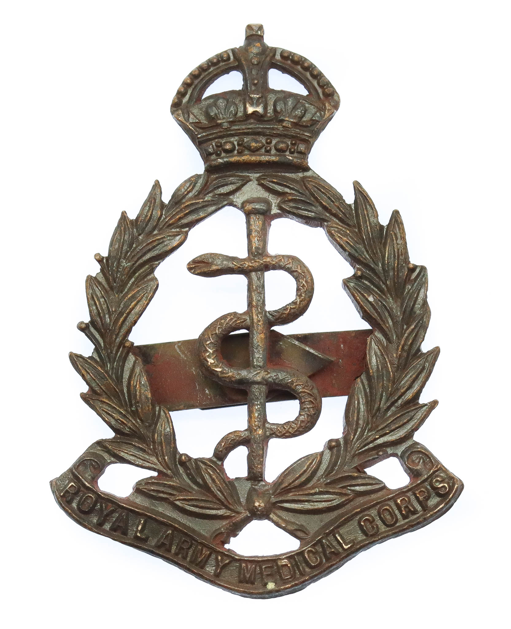 Royal Army Medical Corps (R.A.M.C.) Officer's Service Dress Cap Badge - King's Crown
