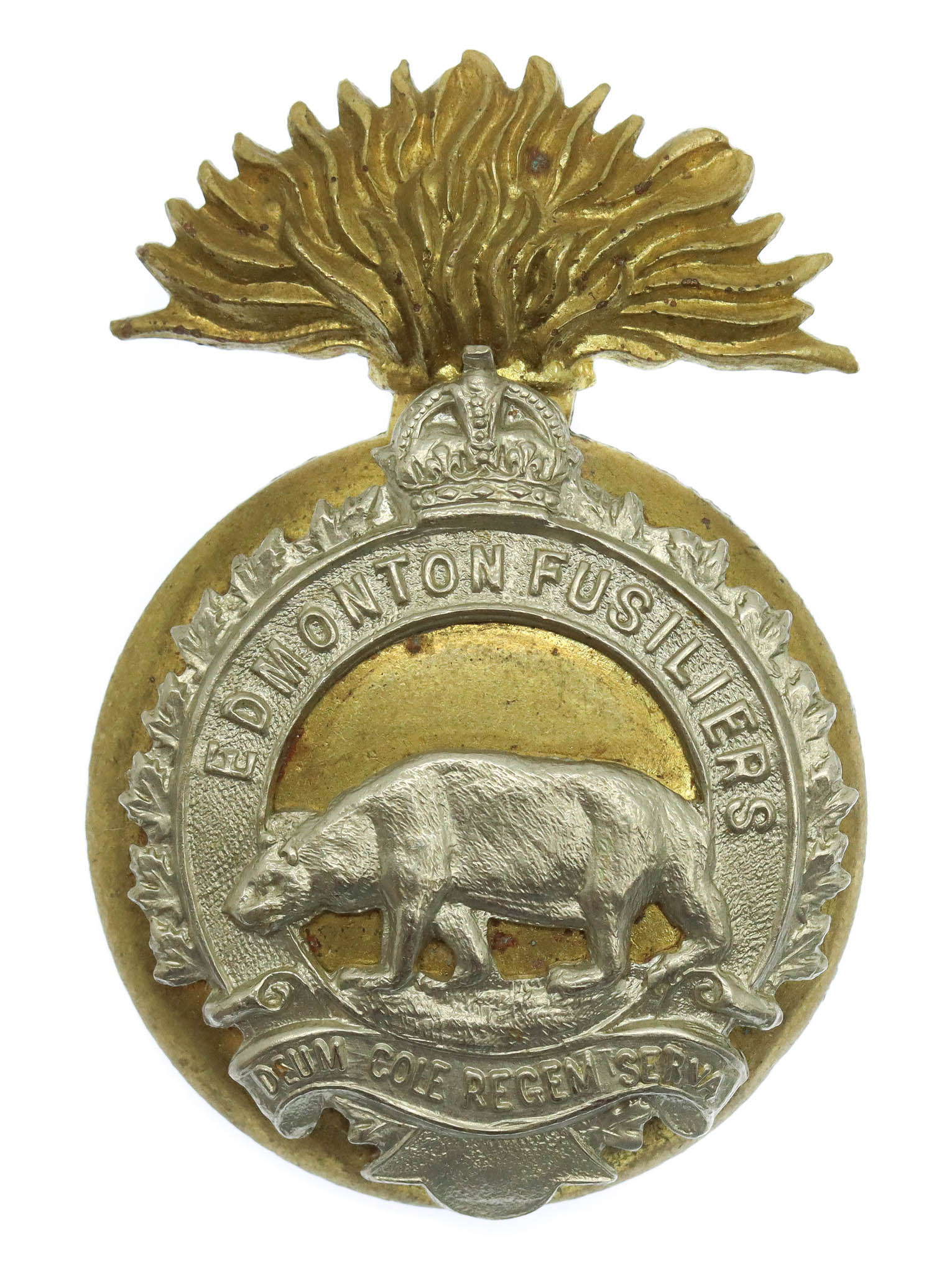 Canadian Edmonton Fusiliers Cap Badge - King's Crown