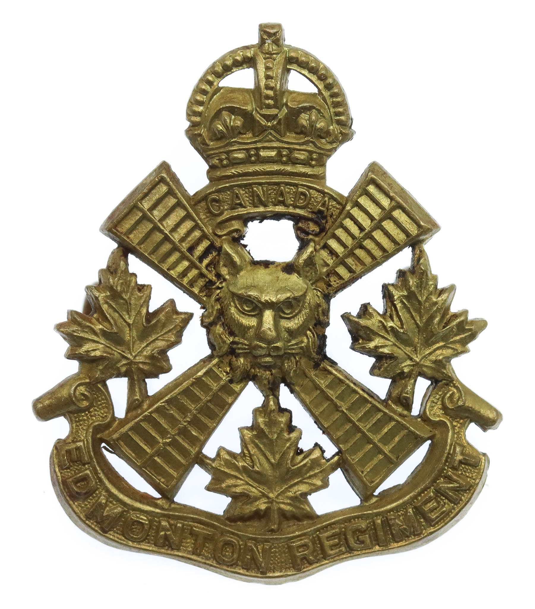 Canadian Edmonton Regiment Cap Badge - King's Crown