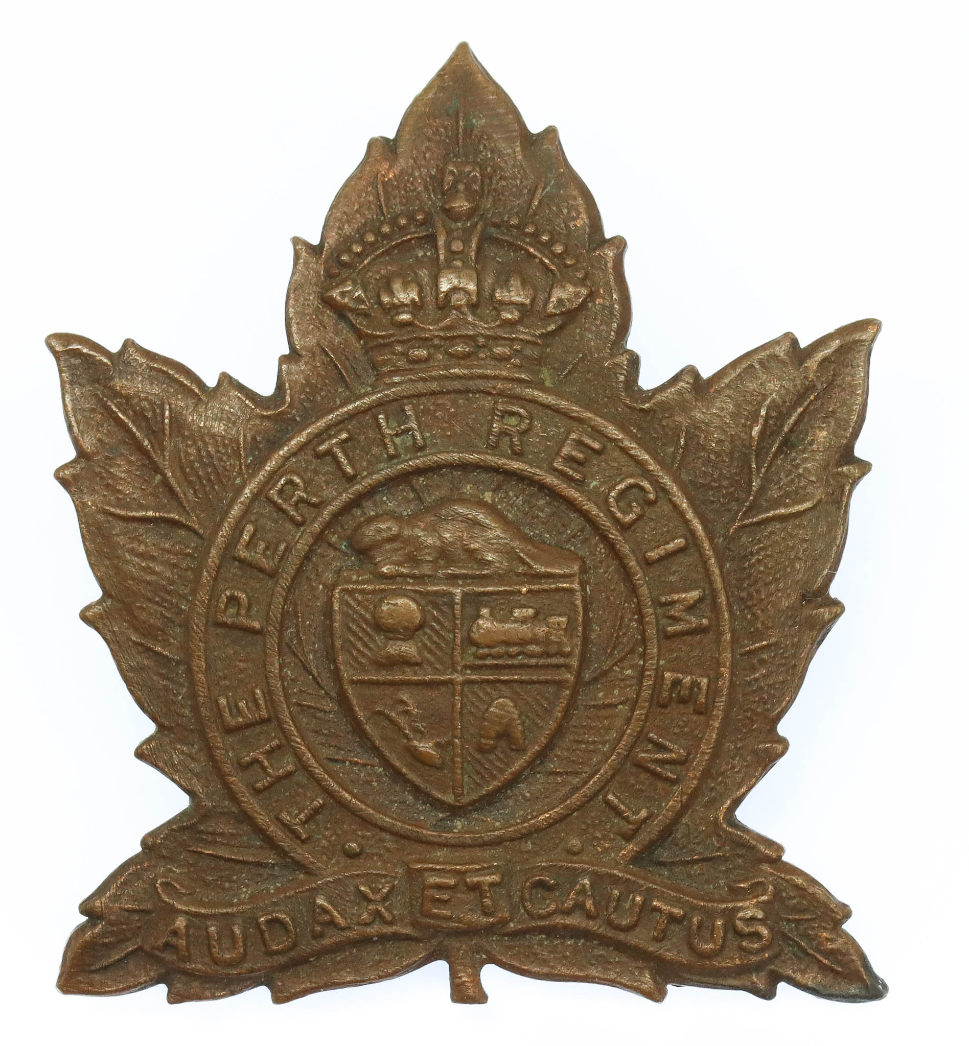Canadian The Perth Regiment Cap Badge - King's Crown