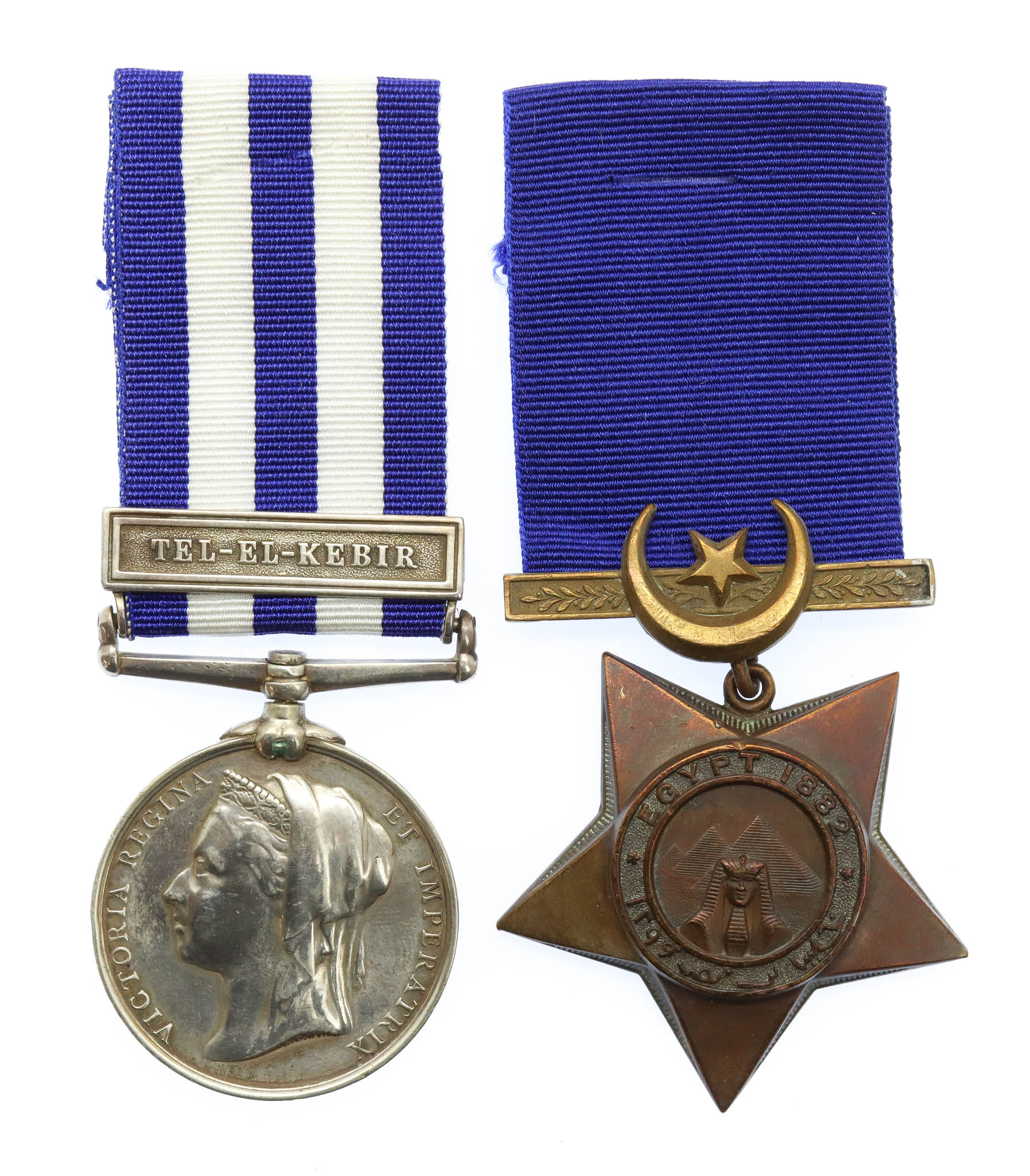 Egypt Medal (Clasp - Tel-El-Kebir) and 1882 Khedives Star - Pte. R. McKenzie, 2nd Bn. Seaforth Highlanders