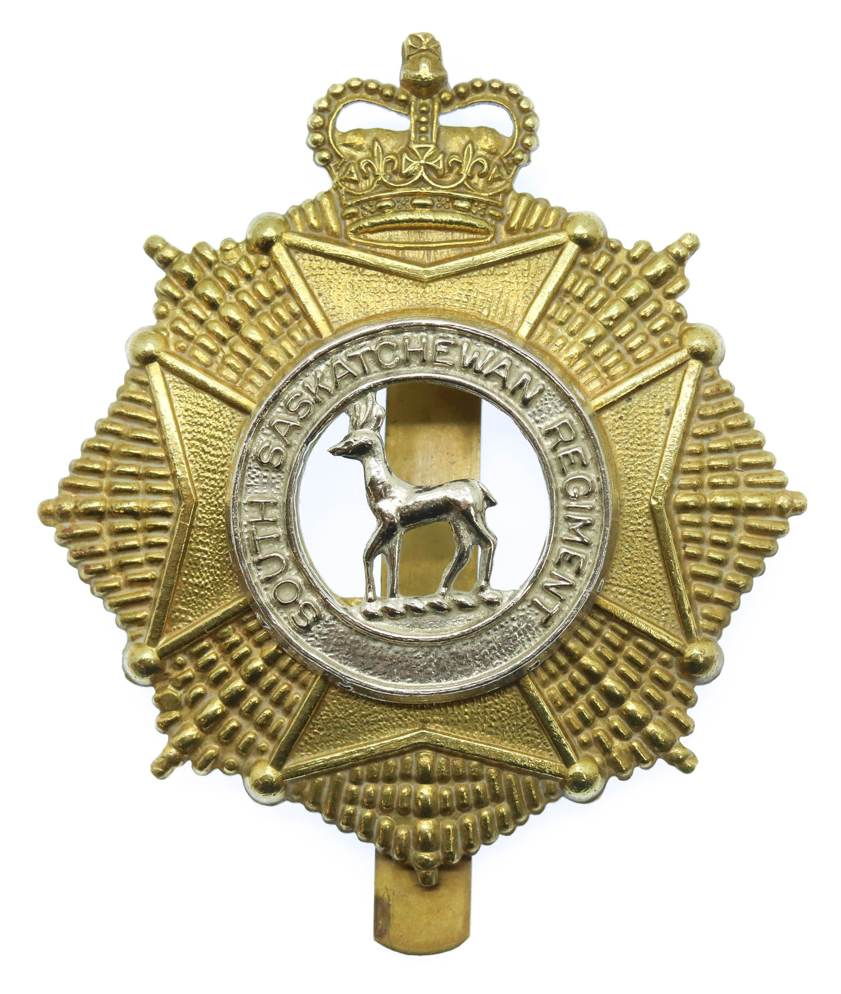 Canadian South Saskatchewan Regiment Cap Badge - Queen's Crown