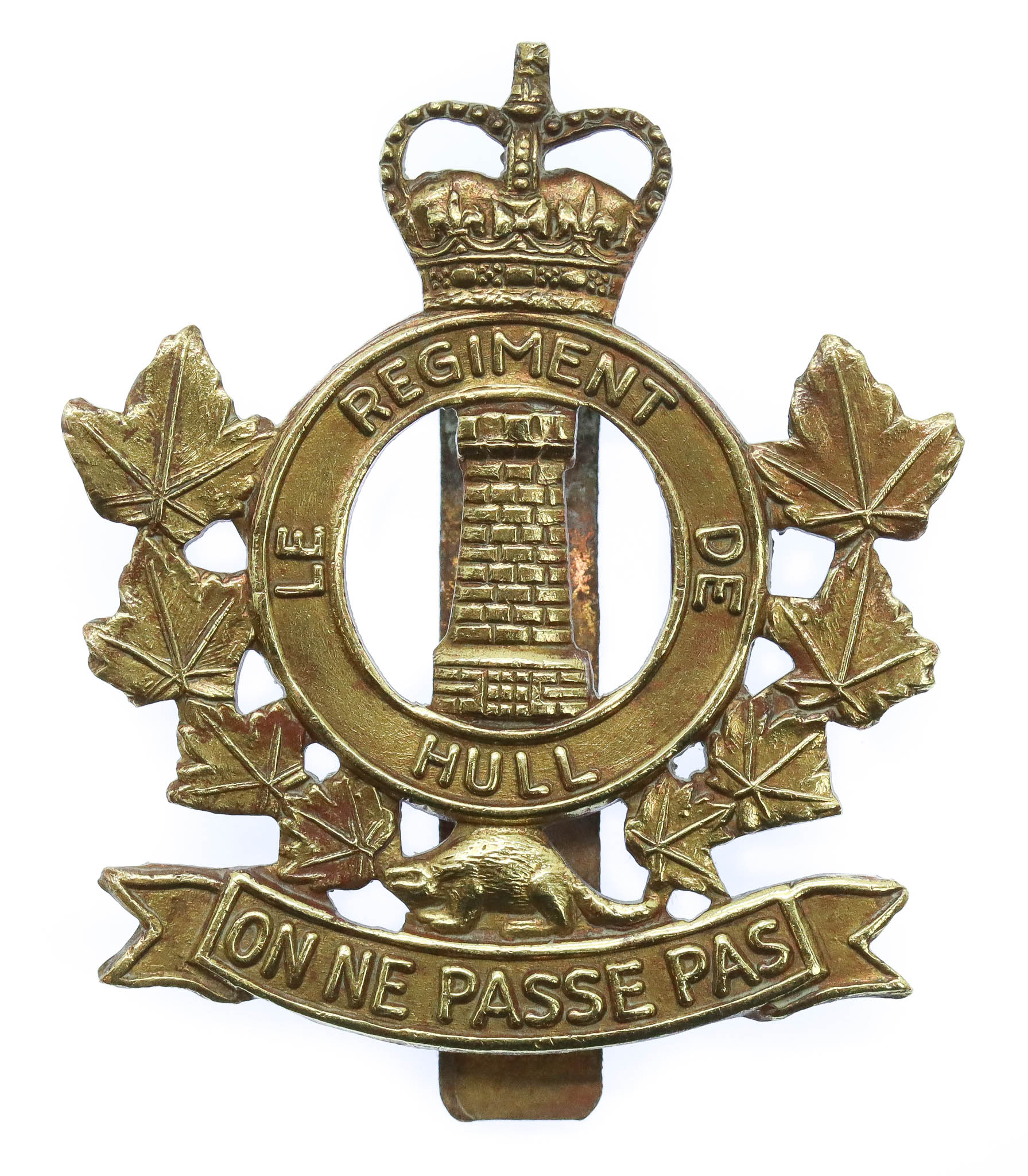 Canadian Le Regiment de Hull Cap Badge - Queen's Crown