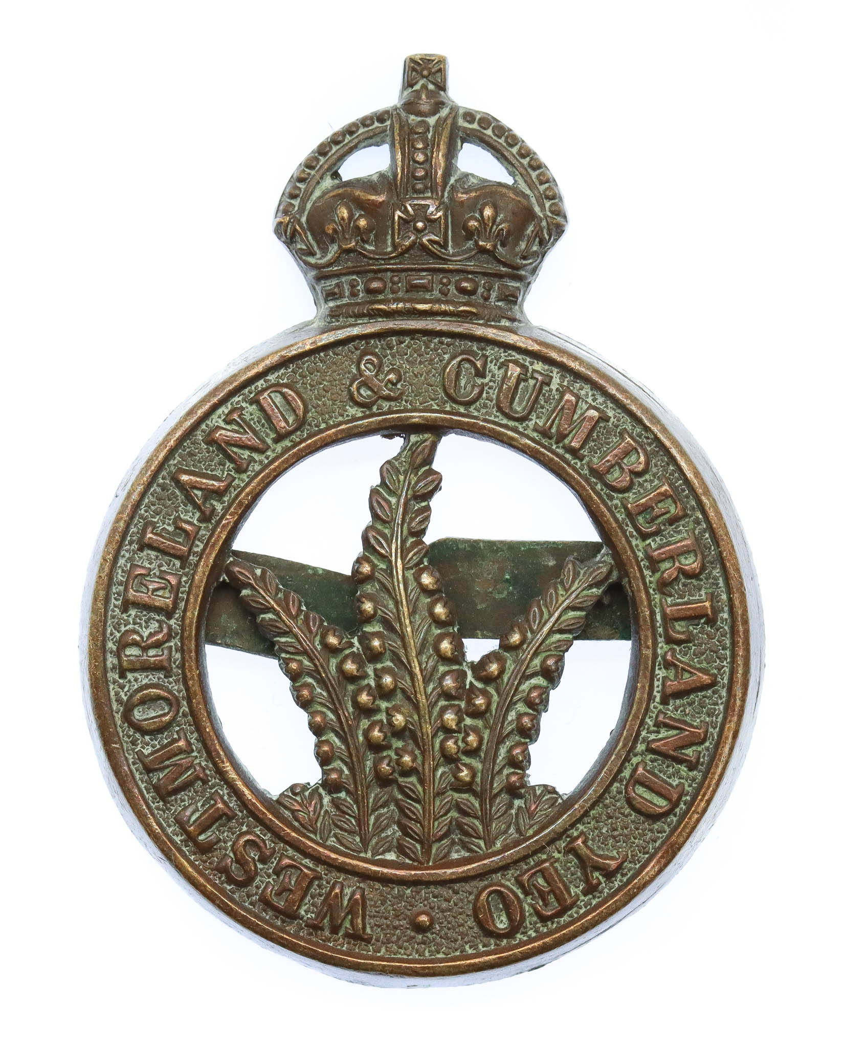 Westmorland & Cumberland Yeomanry Officer's Service Dress Cap Badge - King's Crown