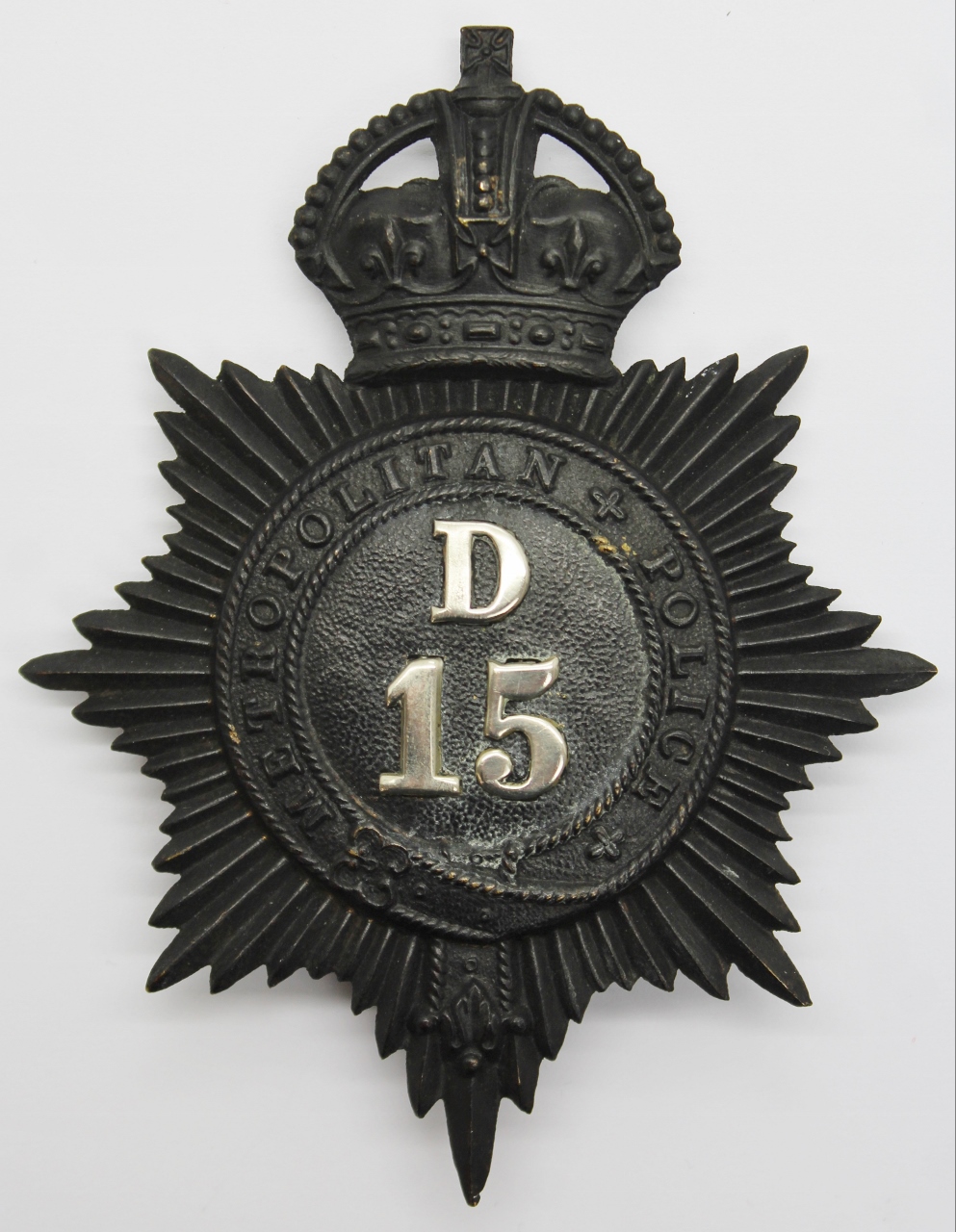 Metropolitan Police 'D' Division (Marylebone) Helmet Plate - King's Crown
