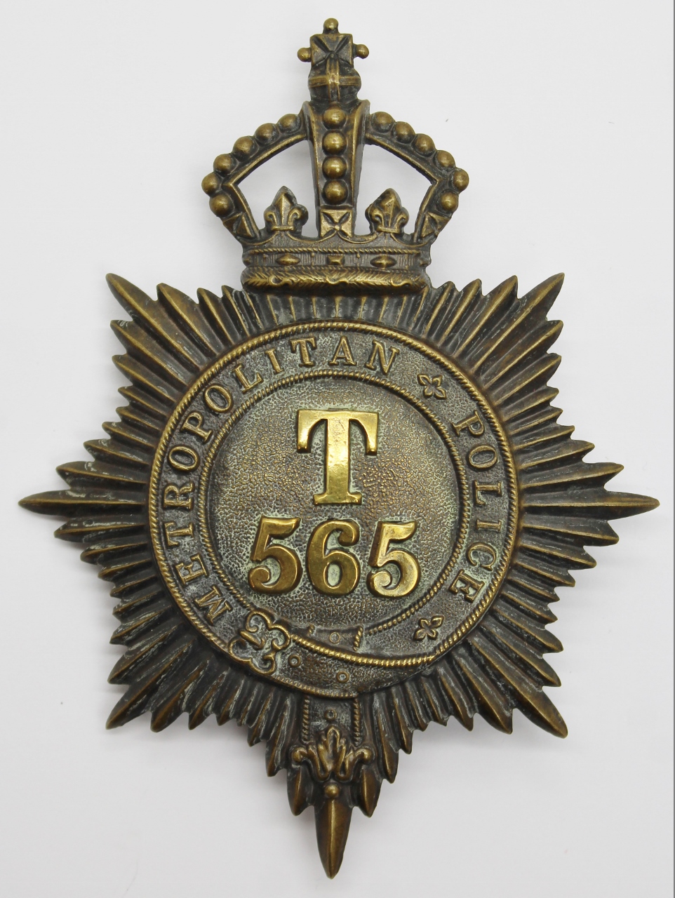 Victorian Metropolitan Police 'T' Division (Hammersmith) Helmet Plate