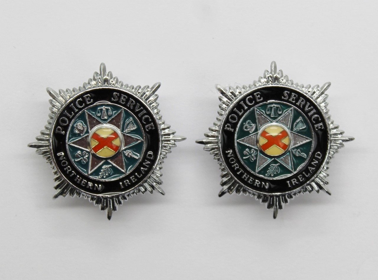 Pair of Northern Ireland Police Service Enamelled Collar Badges
