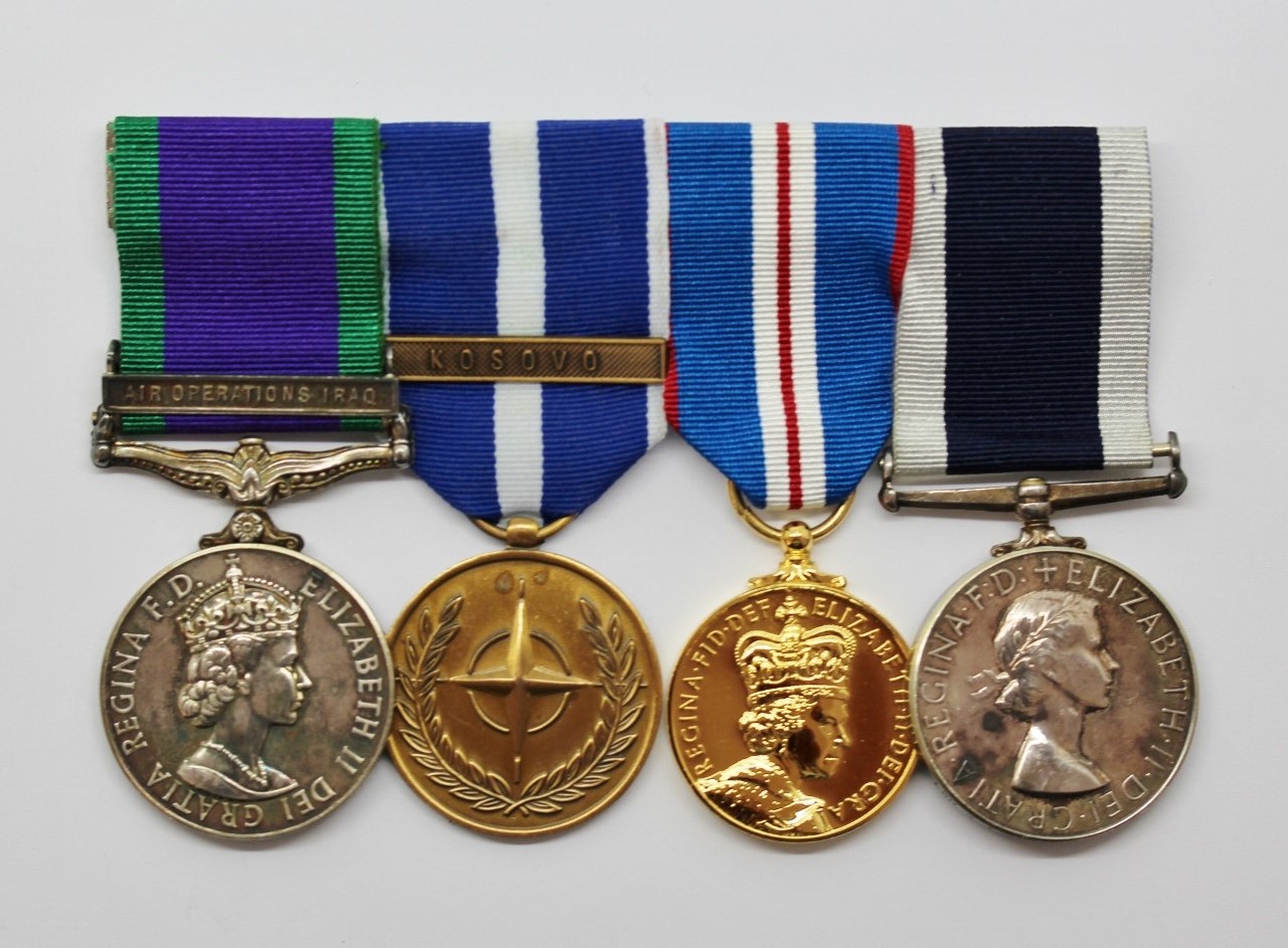 Campaign Service Medal (Clasp - Air Operations Iraq), NATO Medal (Kosovo), Golden Jubilee & Royal Navy LS&GC Medal Group of Four - LCH. R.I. Wharf, Royal Navy