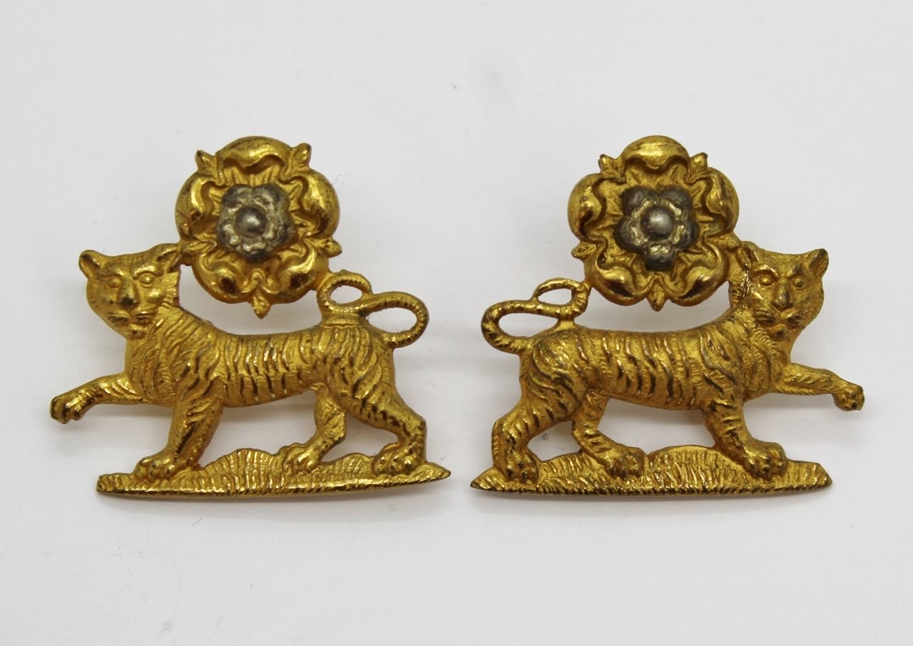 Pair of York & Lancaster Regiment Officer's Dress Collar Badges