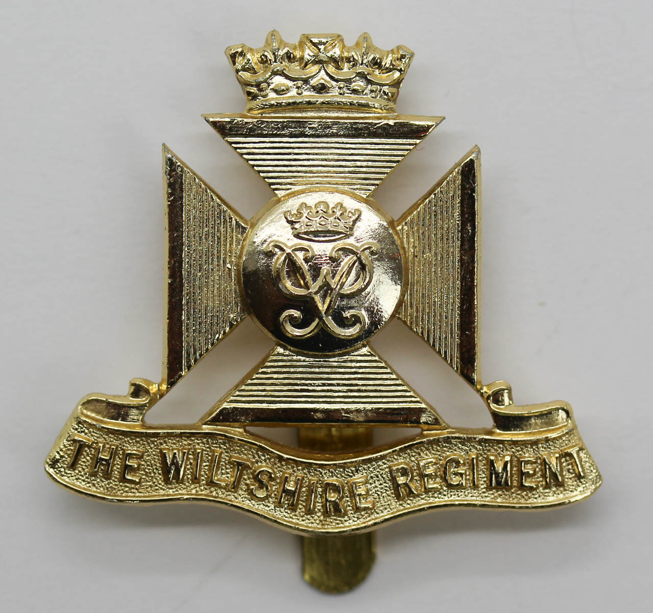 Wiltshire Regiment Anodised (Staybrite) Cap Badge (Prince Philip Cypher) (Metal Slider)