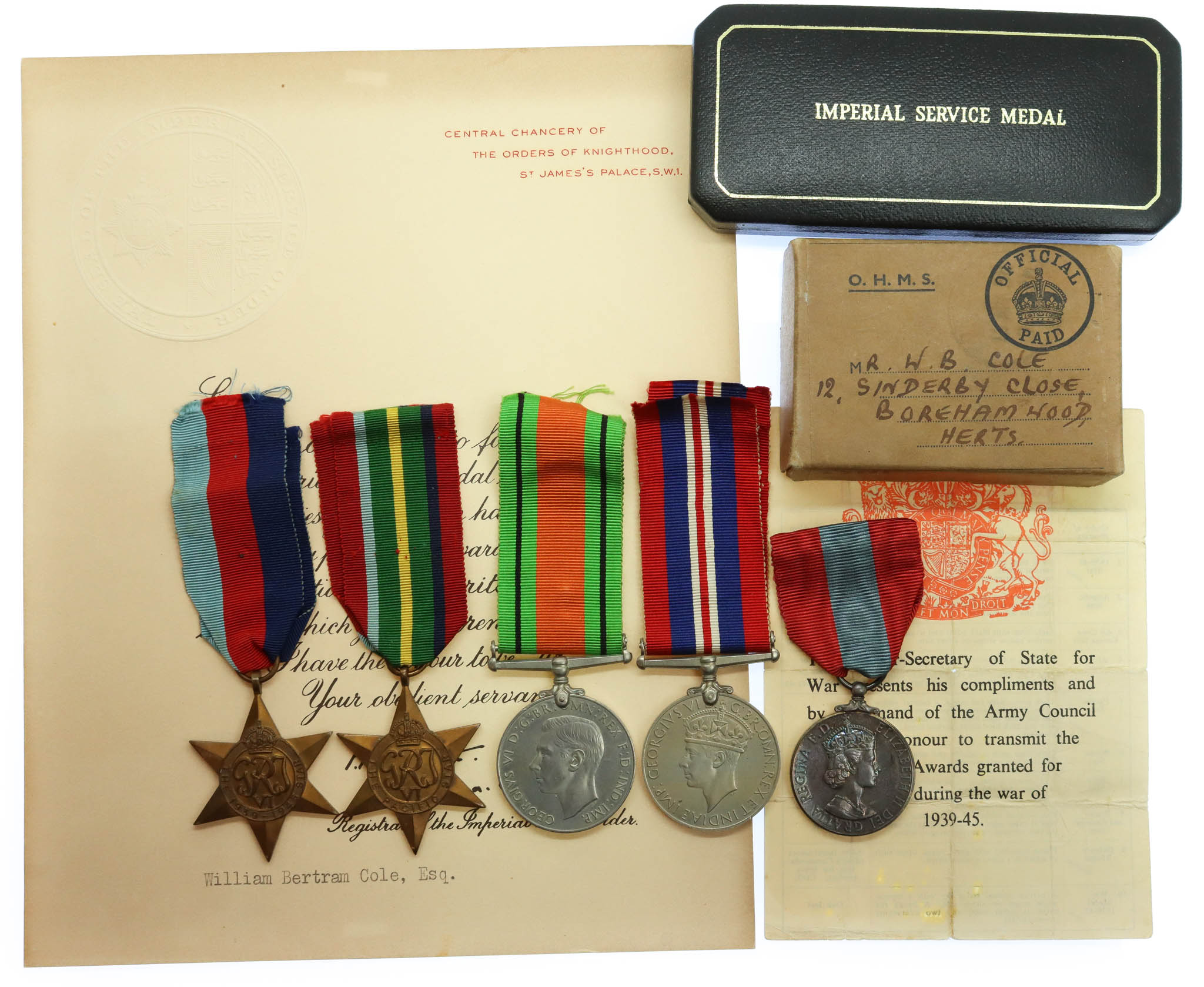 WW2 Japanese Prisoner of War Medal Group of Five - Gnr. W.B. Cole, 11th Coast Regt., Royal Artillery