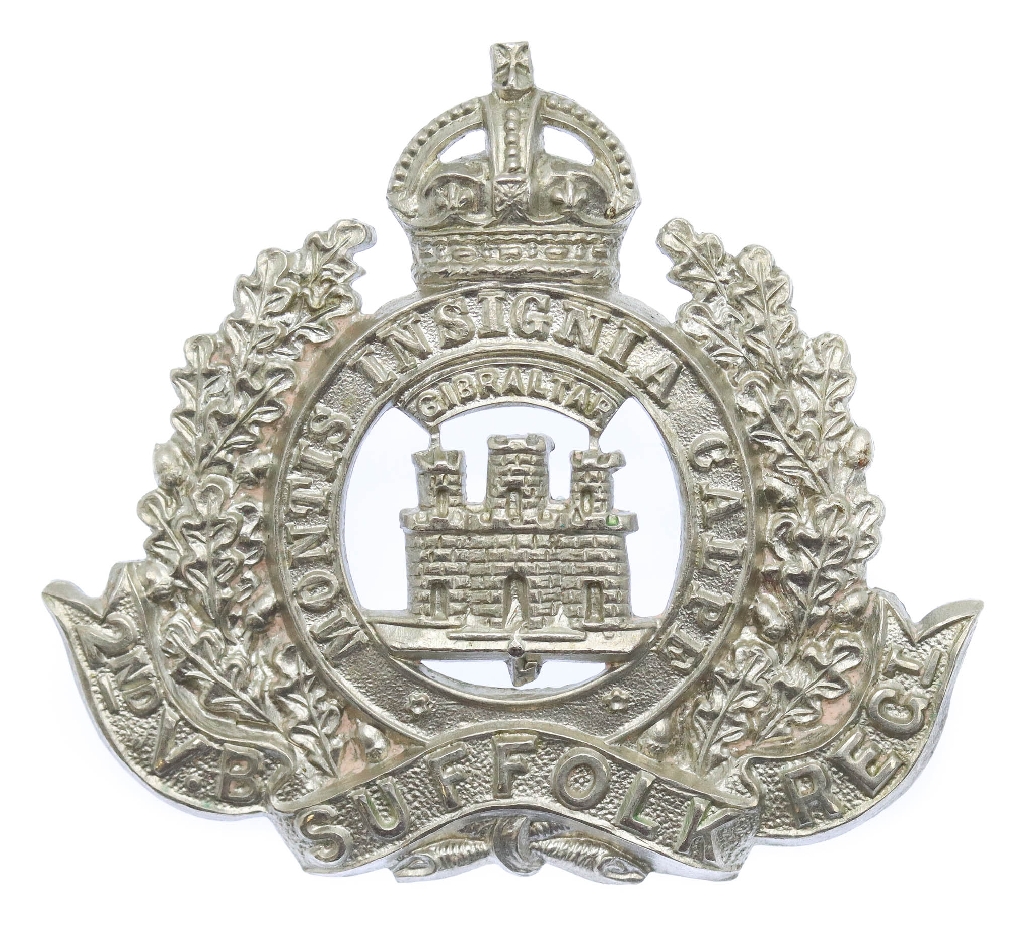 2nd (West Suffolk) Volunteer Bn. Suffolk Regiment Cap Badge - King's Crown