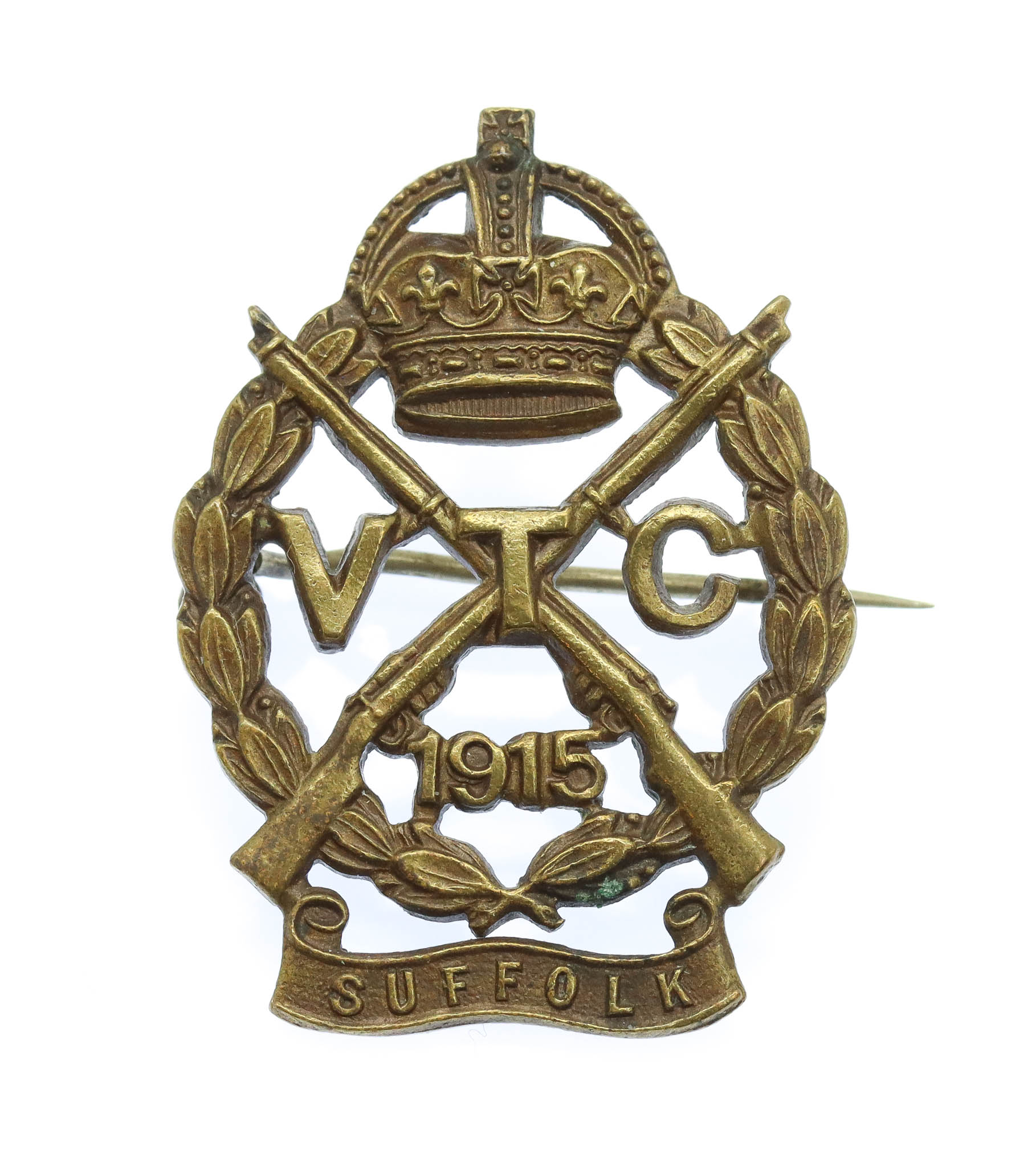 WWI Suffolk Volunteer Training Corps (V.T.C.) 1915 Cap Badge