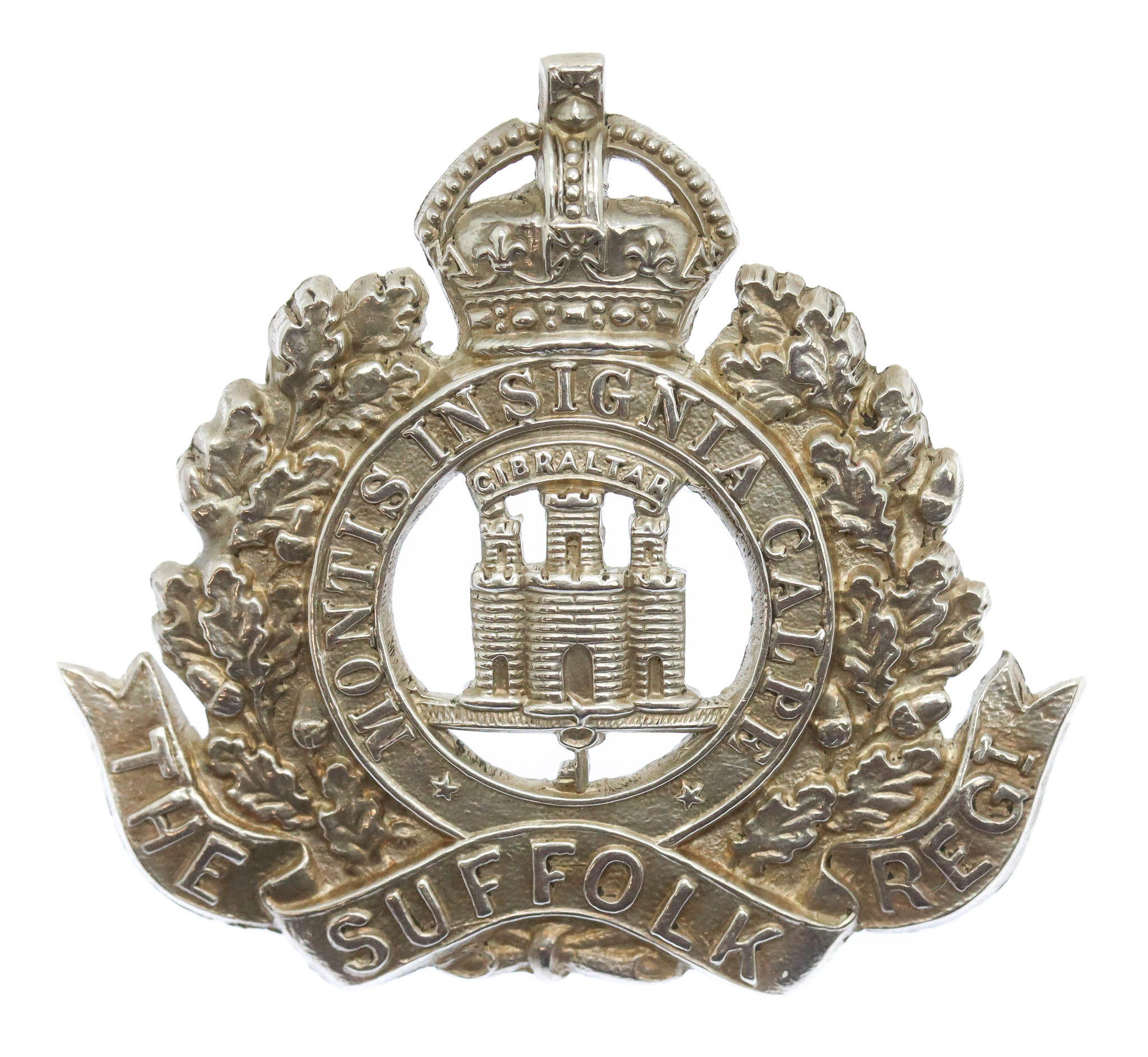 Suffolk Regiment 1924 Hallmarked Silver Officer's Cap Badge