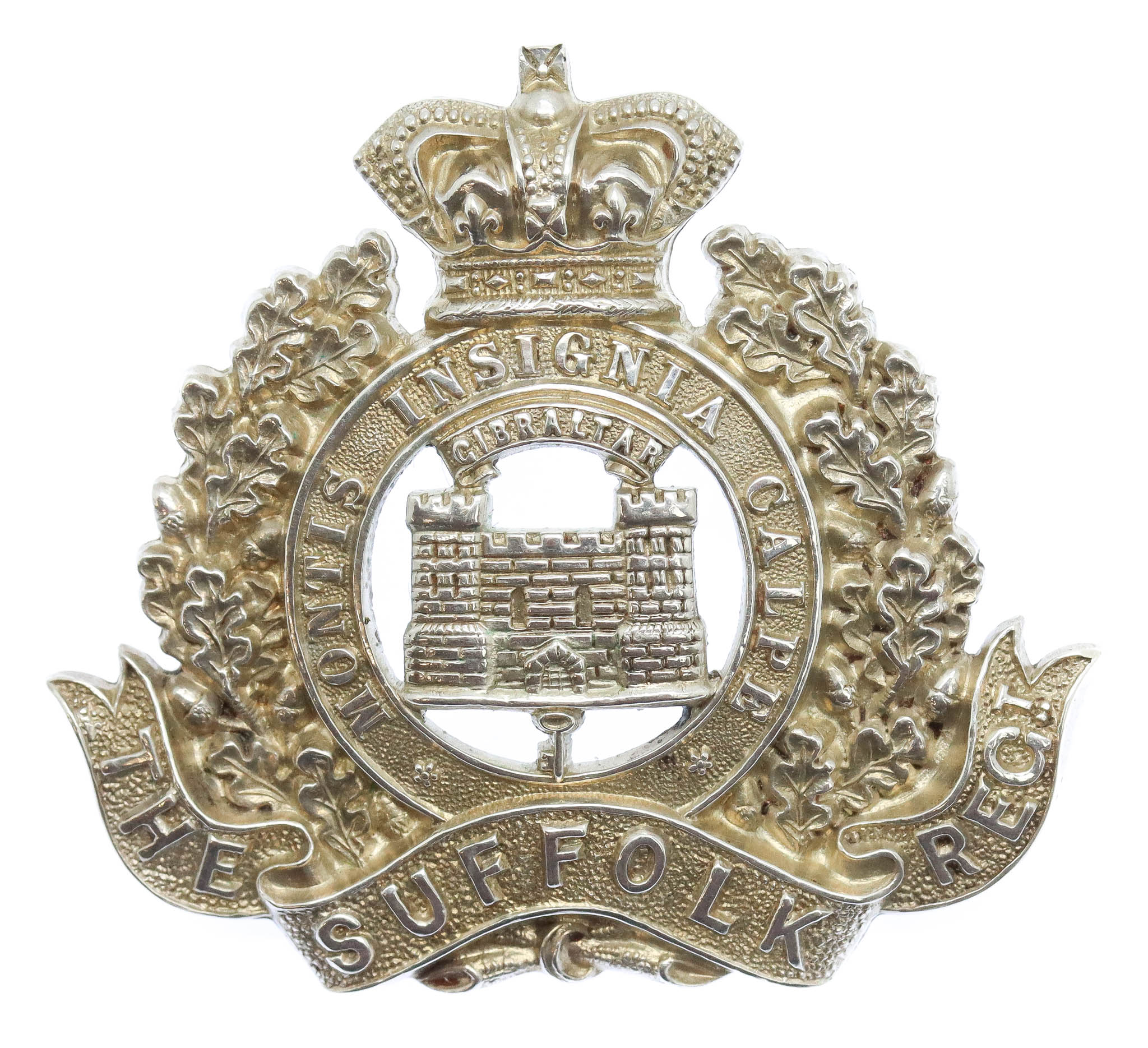 Victorian Suffolk Regiment 1898 Hallmarked Silver Cap Badge