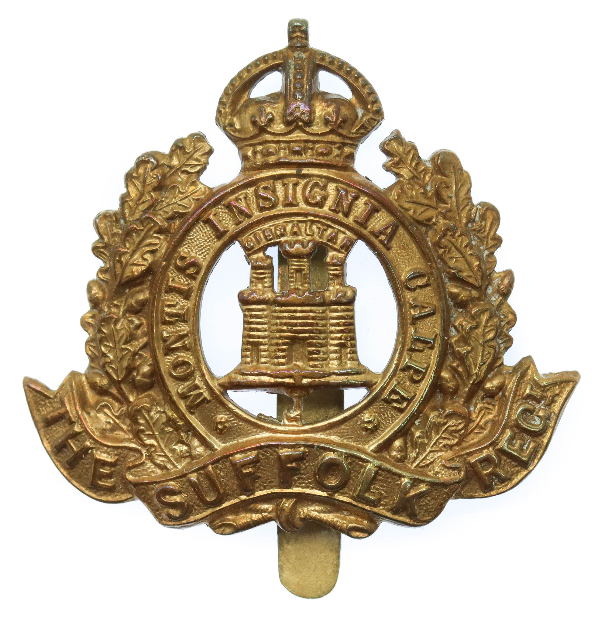 Suffolk Regiment WW1 All Brass Economy Cap Badge