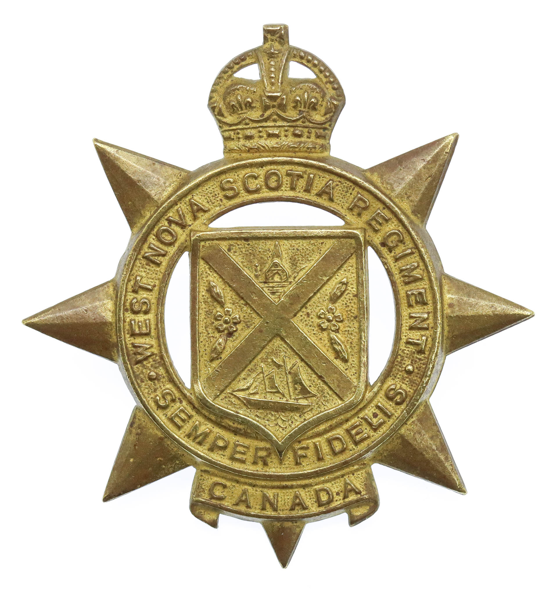 Canadian West Nova Scotia Regiment Cap Badge - King's Crown