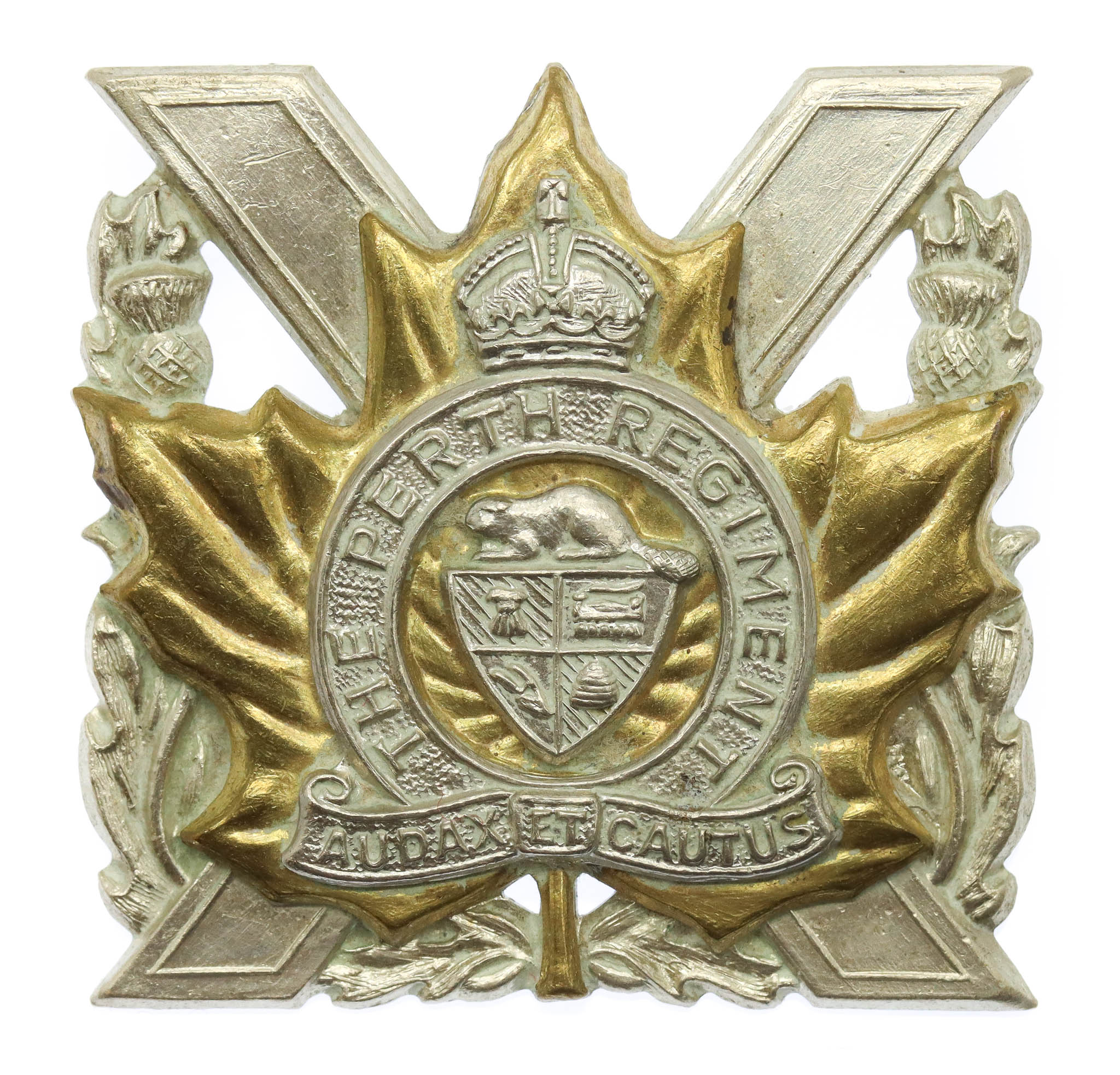 Canadian The Perth Regiment Cap Badge - King's Crown