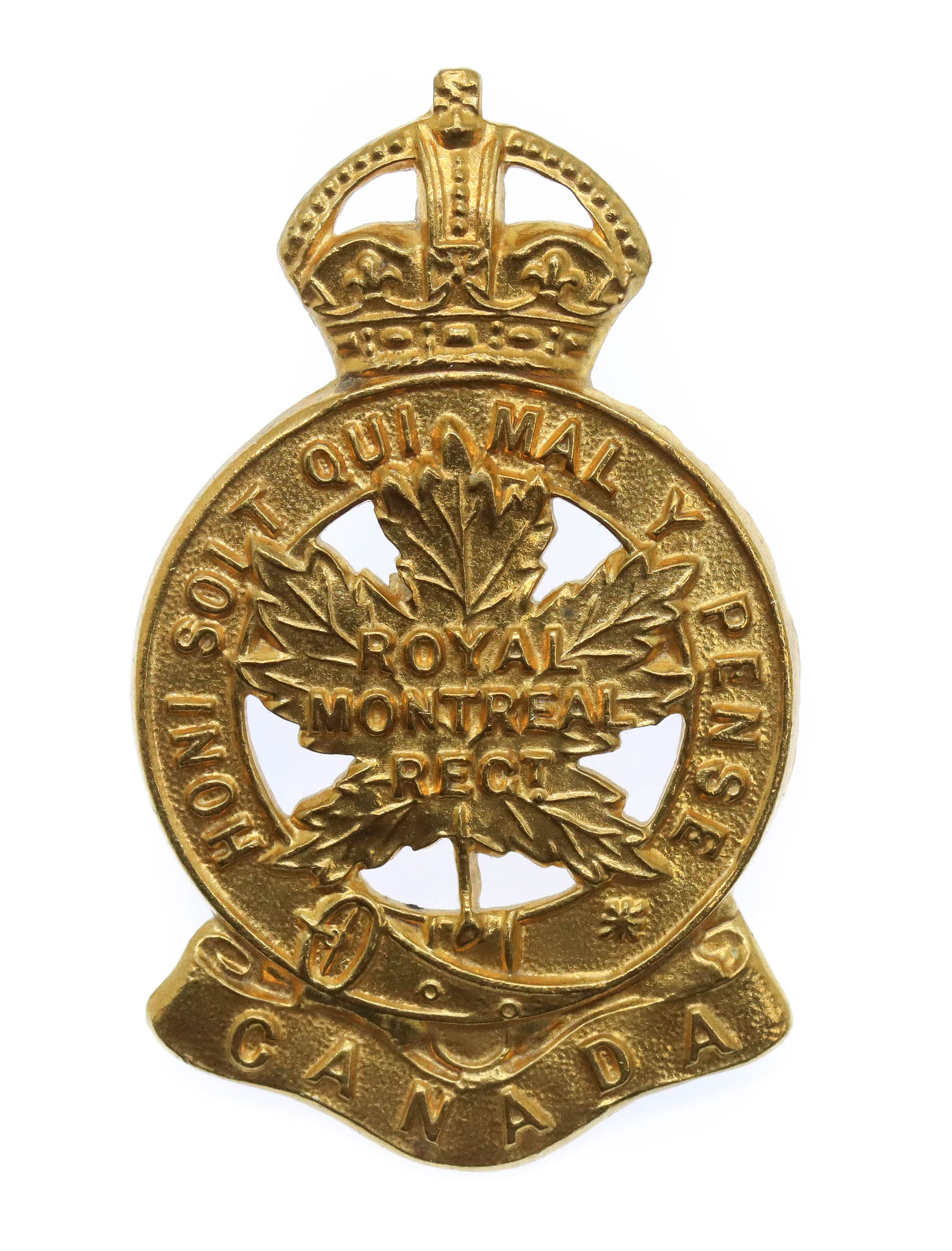 Canadian Royal Montreal Regiment Cap Badge - King's Crown
