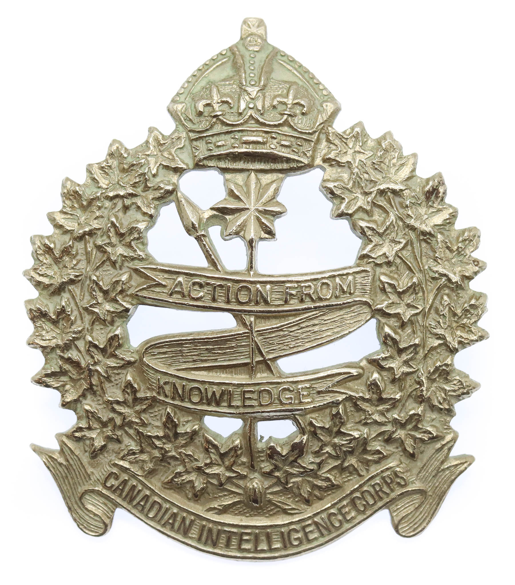 Canadian Intelligence Corps Cap Badge - King's Crown