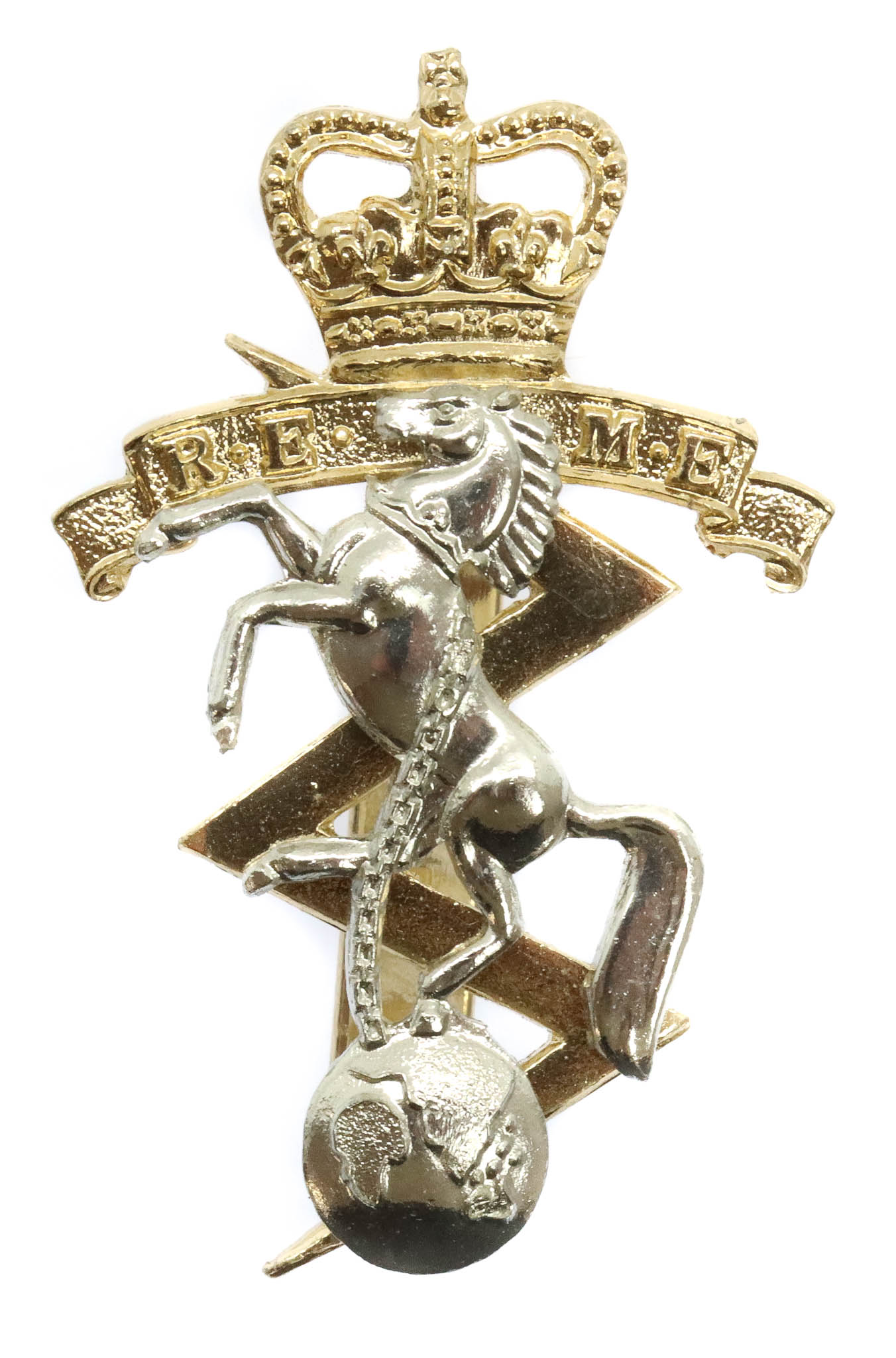 Royal Electrical & Mechanical Engineers (R.E.M.E.) Anodised (Staybrite) Cap Badge