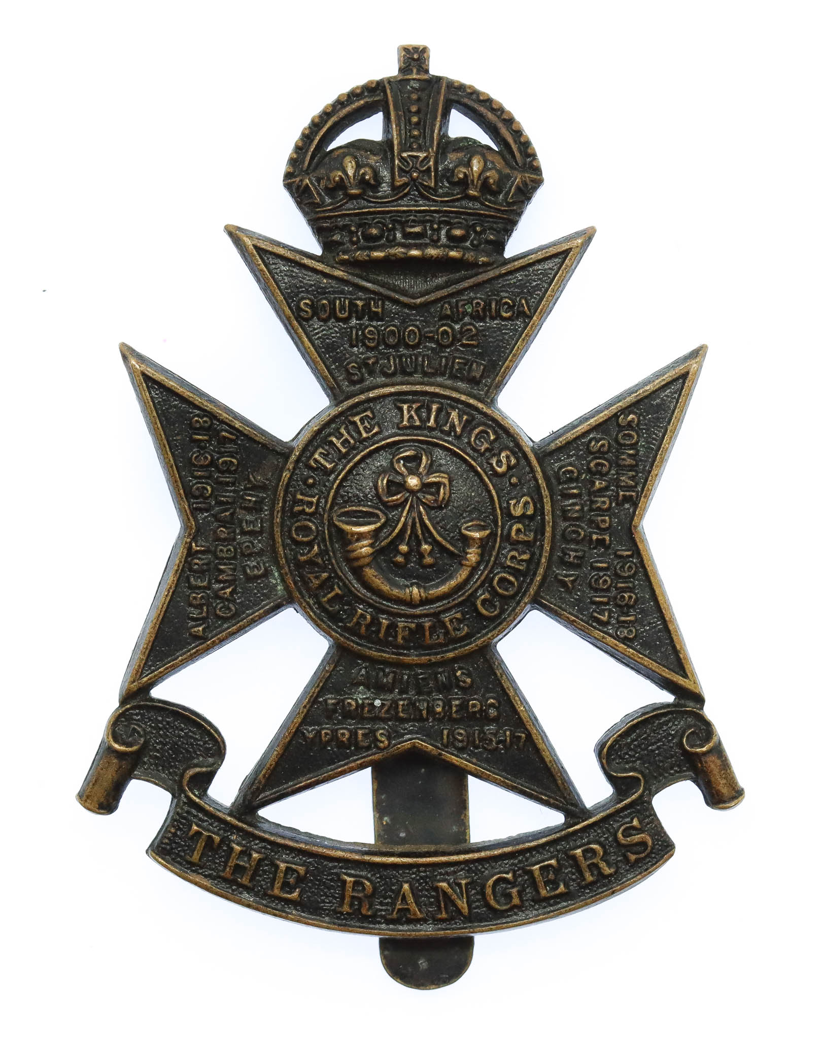 12th London Regiment (The Rangers) Cap Badge - King's Crown