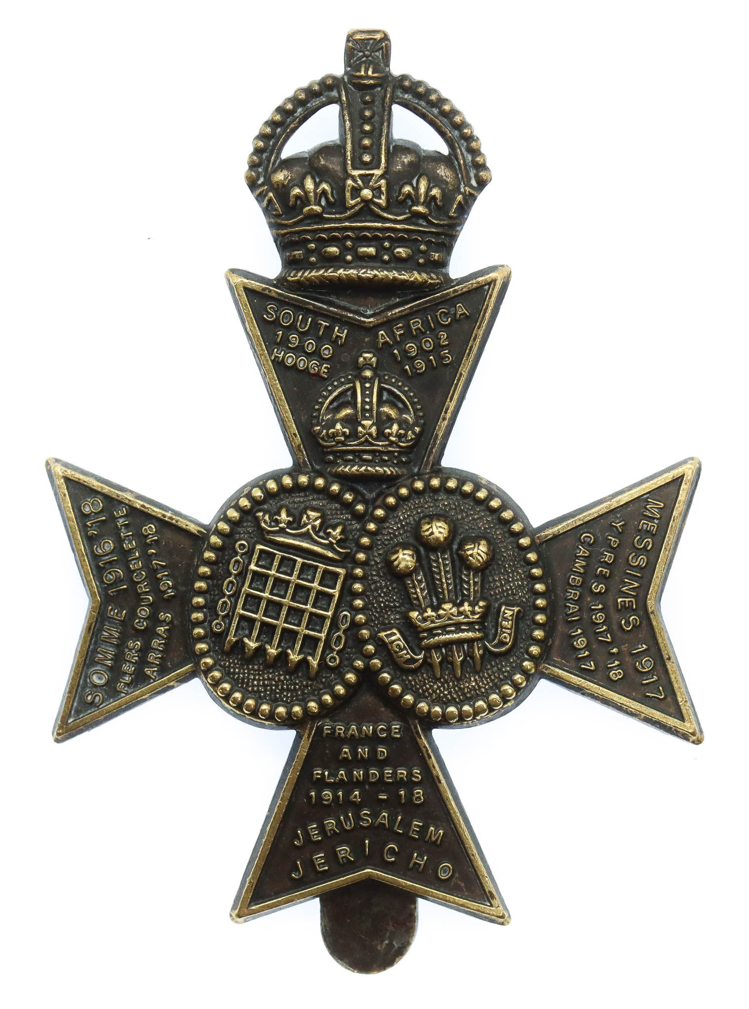 16th Battalion (Queen's Westminster & Civil Service Rifles) London Regiment Cap Badge - King's Crown
