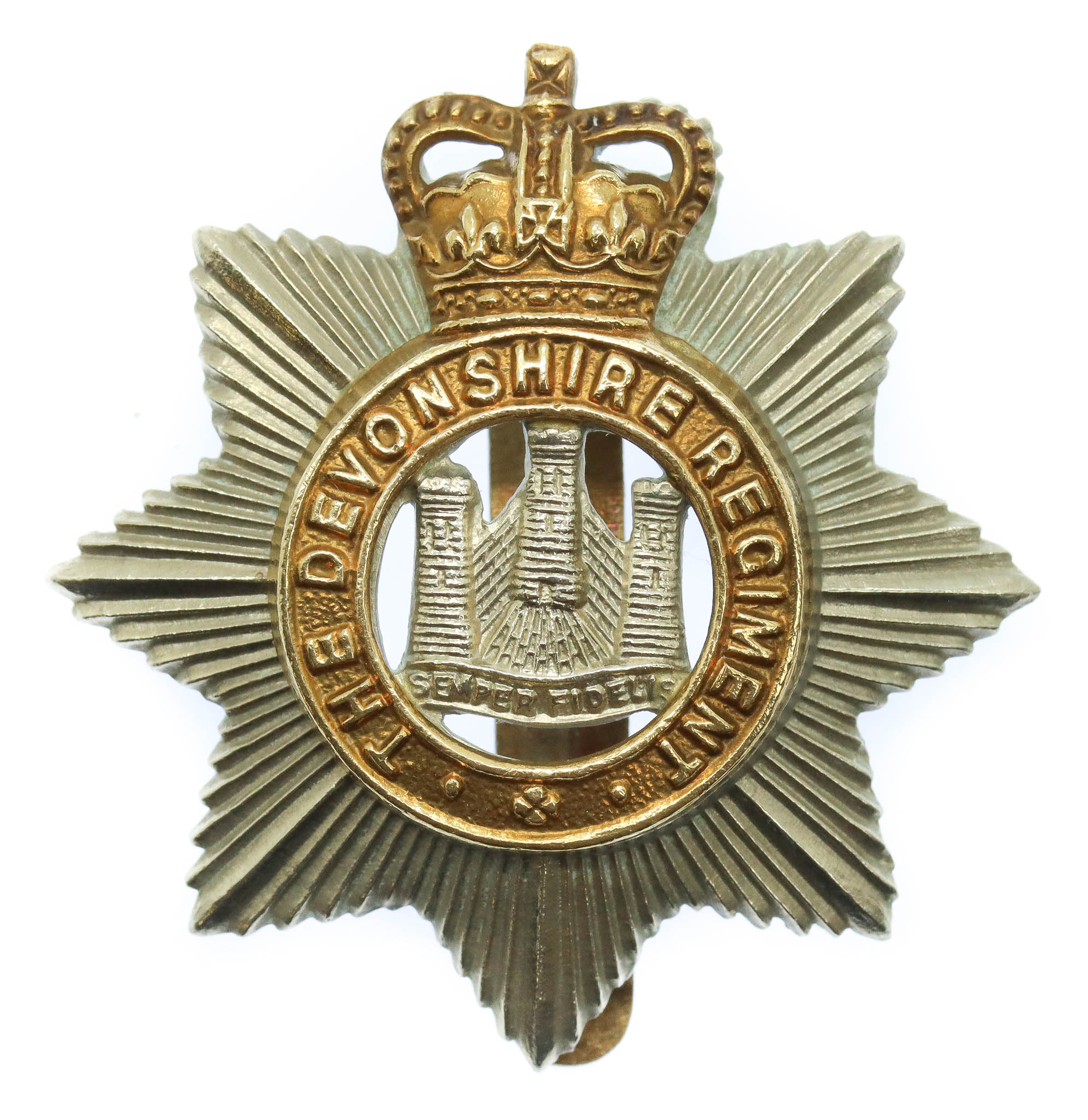 Devonshire Regiment Cap Badge - Queen's Crown