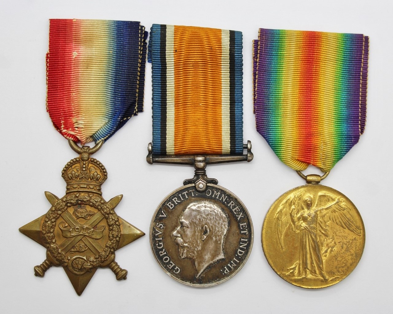 WW1 1914 Mons Star Medal Trio - Sjt. H.J. Champion, 1st Bn. Somerset Light Infantry - K.I.A.
