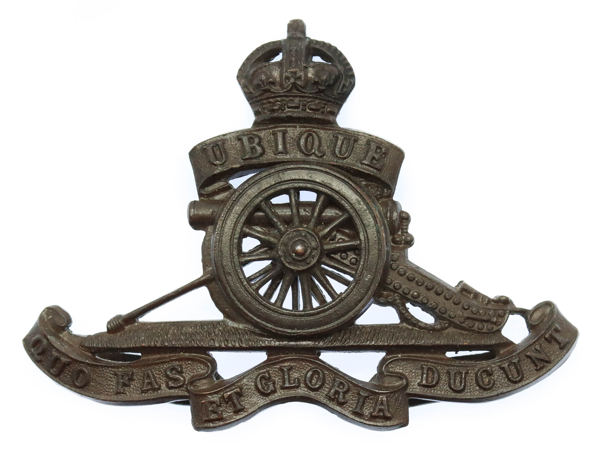 Royal Artillery Officer's Service Dress Cap Badge - King's Crown