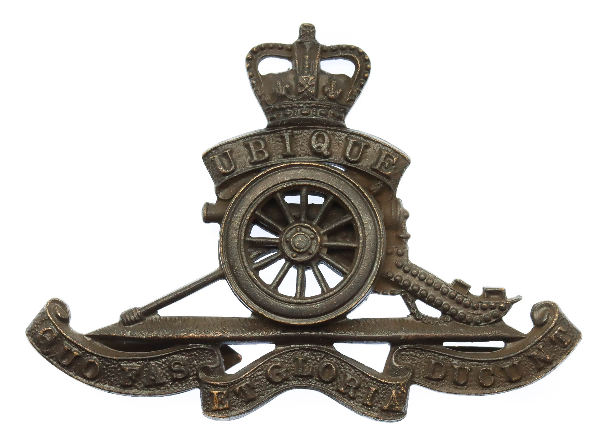 Royal Artillery Officer's Service Dress Cap Badge - Queen's Crown