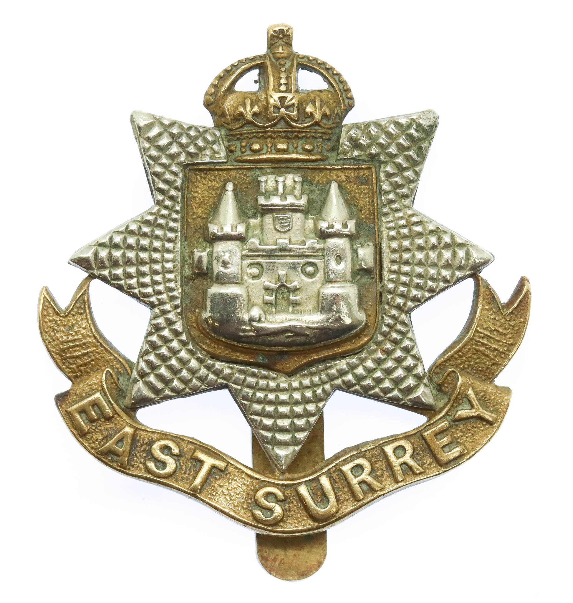 East Surrey Regiment Cap Badge - King's Crown