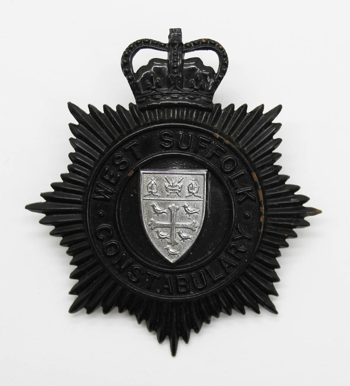 West Suffolk Constabulary Night Helmet Plate - Queen's Crown (small star)