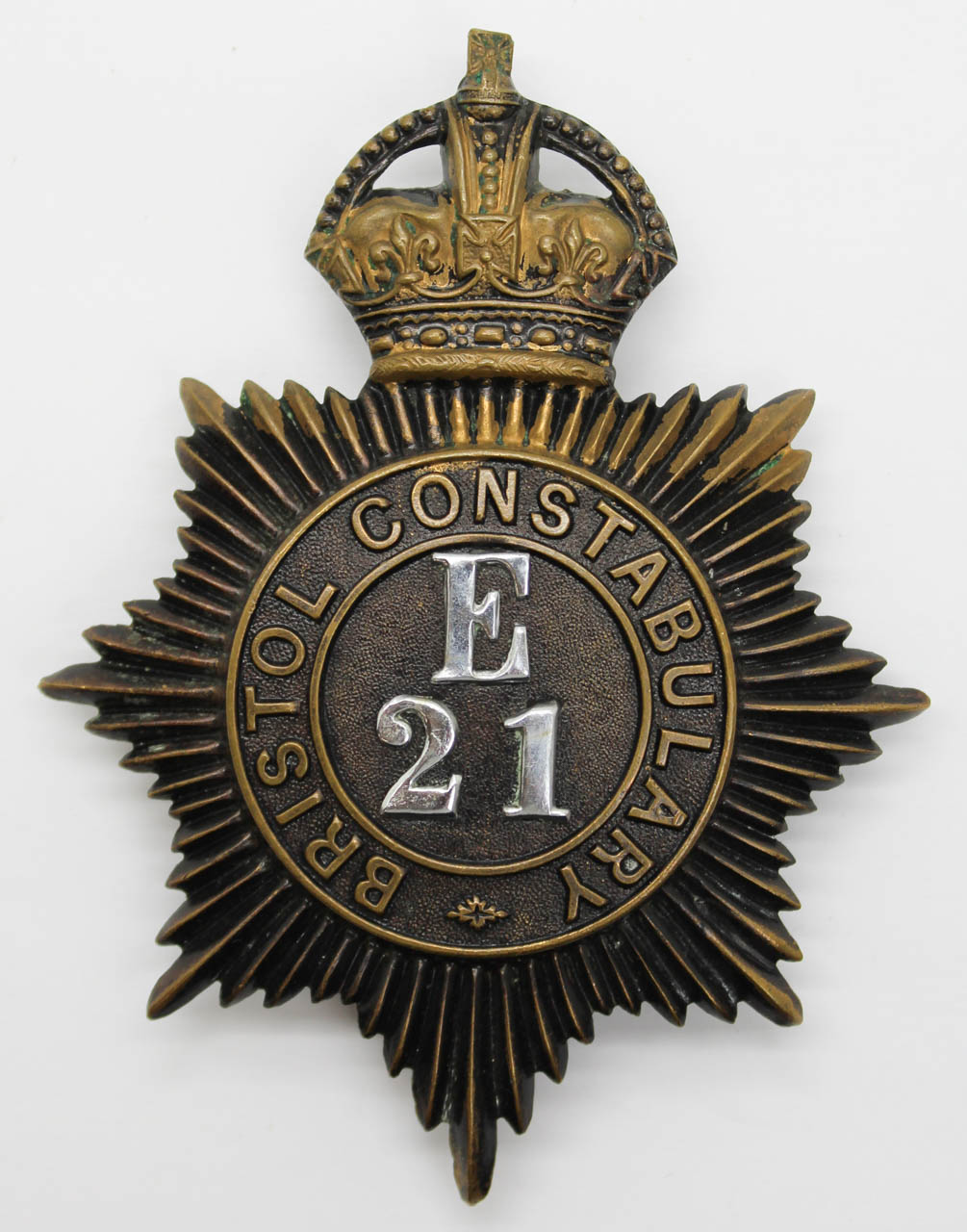Bristol Constabulary Night Helmet Plate - King's Crown (E21)
