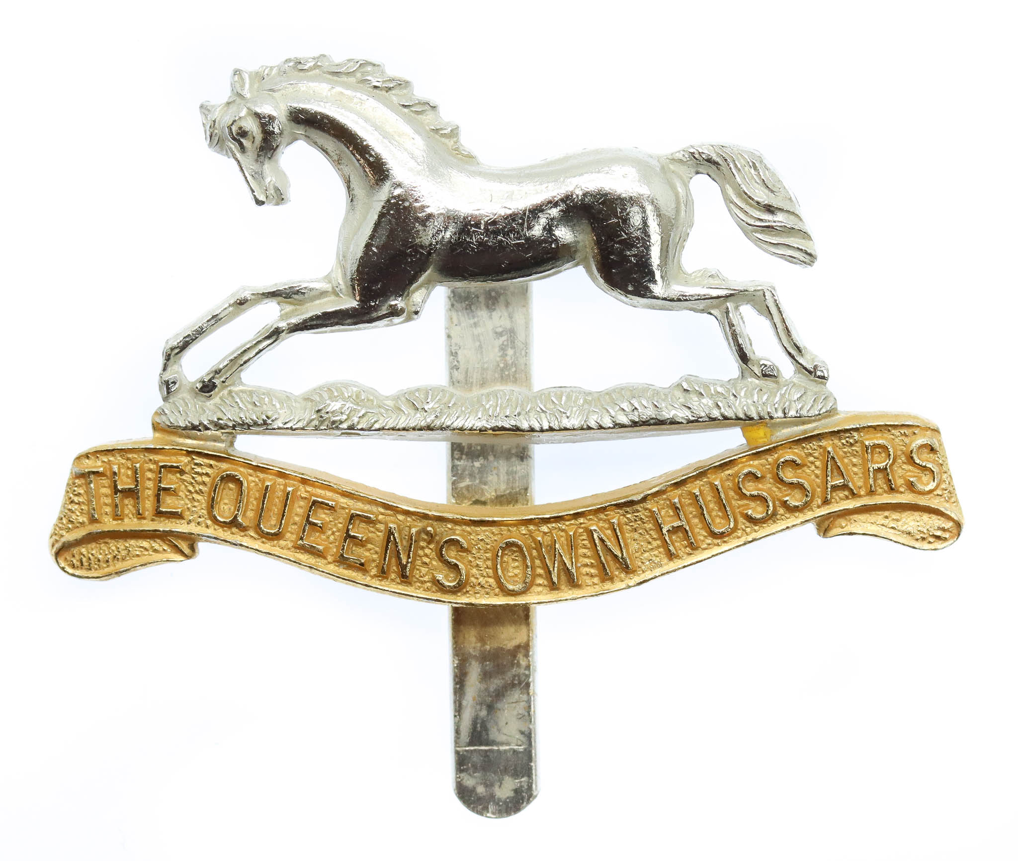 Queen's Own Hussars Anodised (Staybrite) Cap Badge
