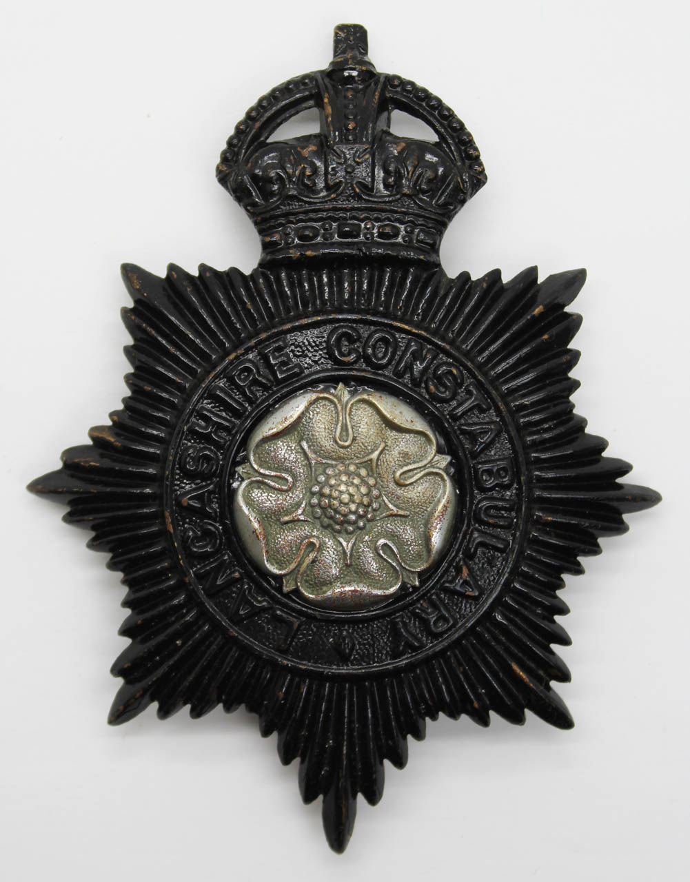 Lancashire Constabulary Night Helmet Plate - King's Crown