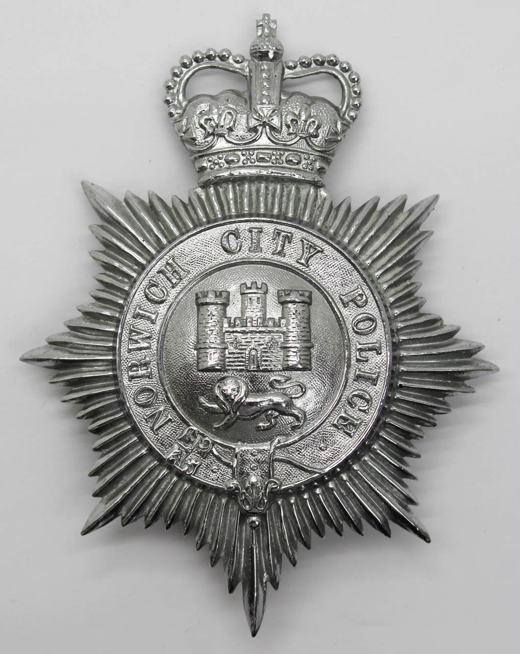 Norwich City Police Helmet Plate - Queen's Crown