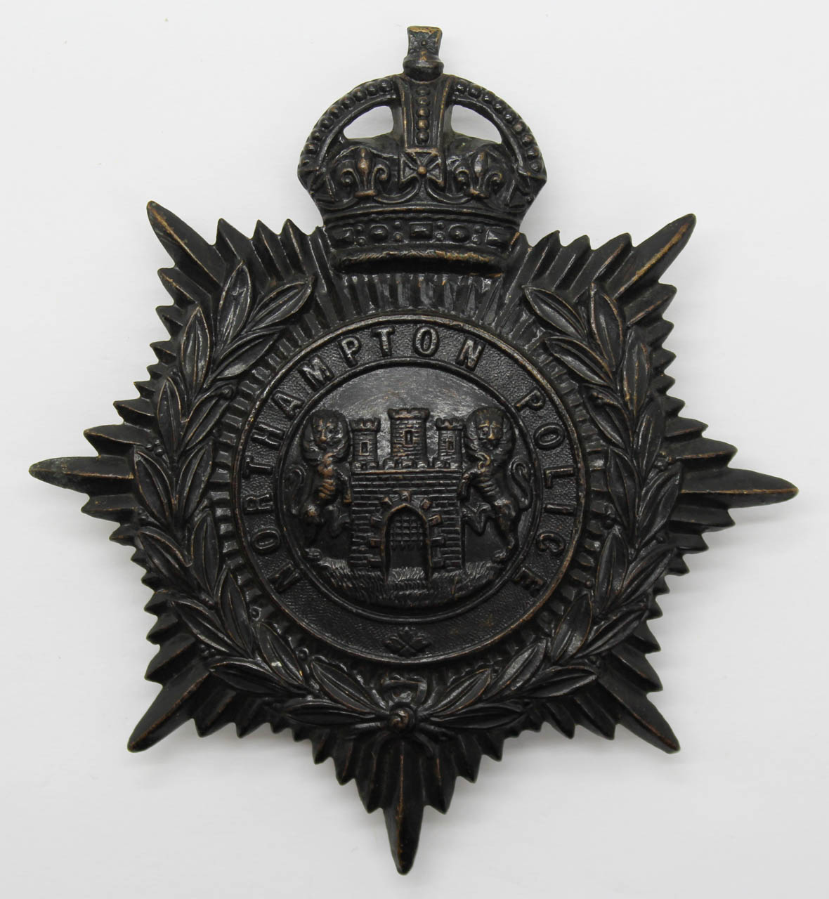 Northampton Borough Police Night Helmet Plate - King's Crown