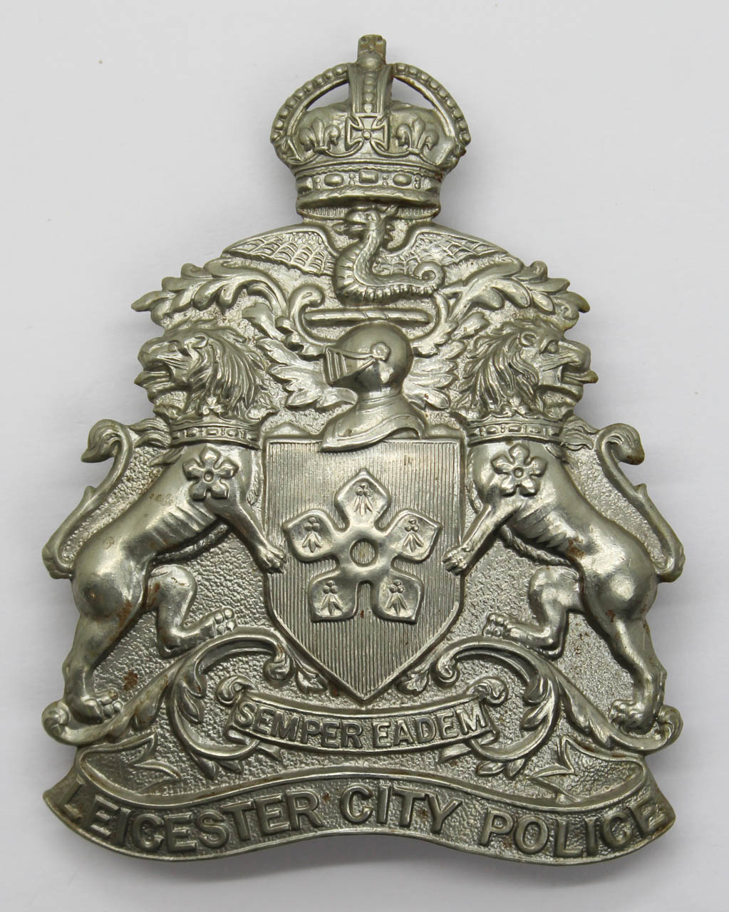 Leicester City Police Helmet Plate - King's Crown