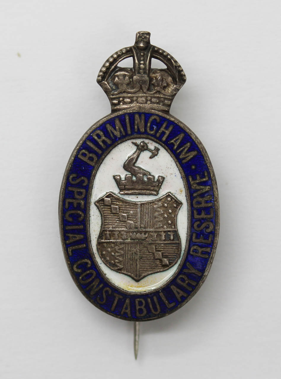 Birmingham Special Constabulary Reserve Enamelled Lapel Badge - King's Crown
