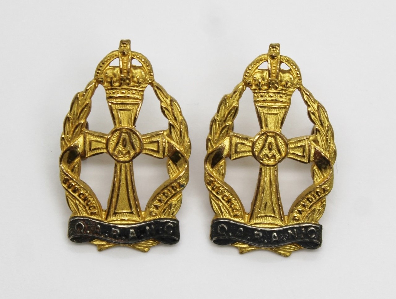 Pair of Queen Alexandra's Royal Army Nursing Corps (Q.A.R.A.N.C.) Officer's Collar Badges - King's Crown