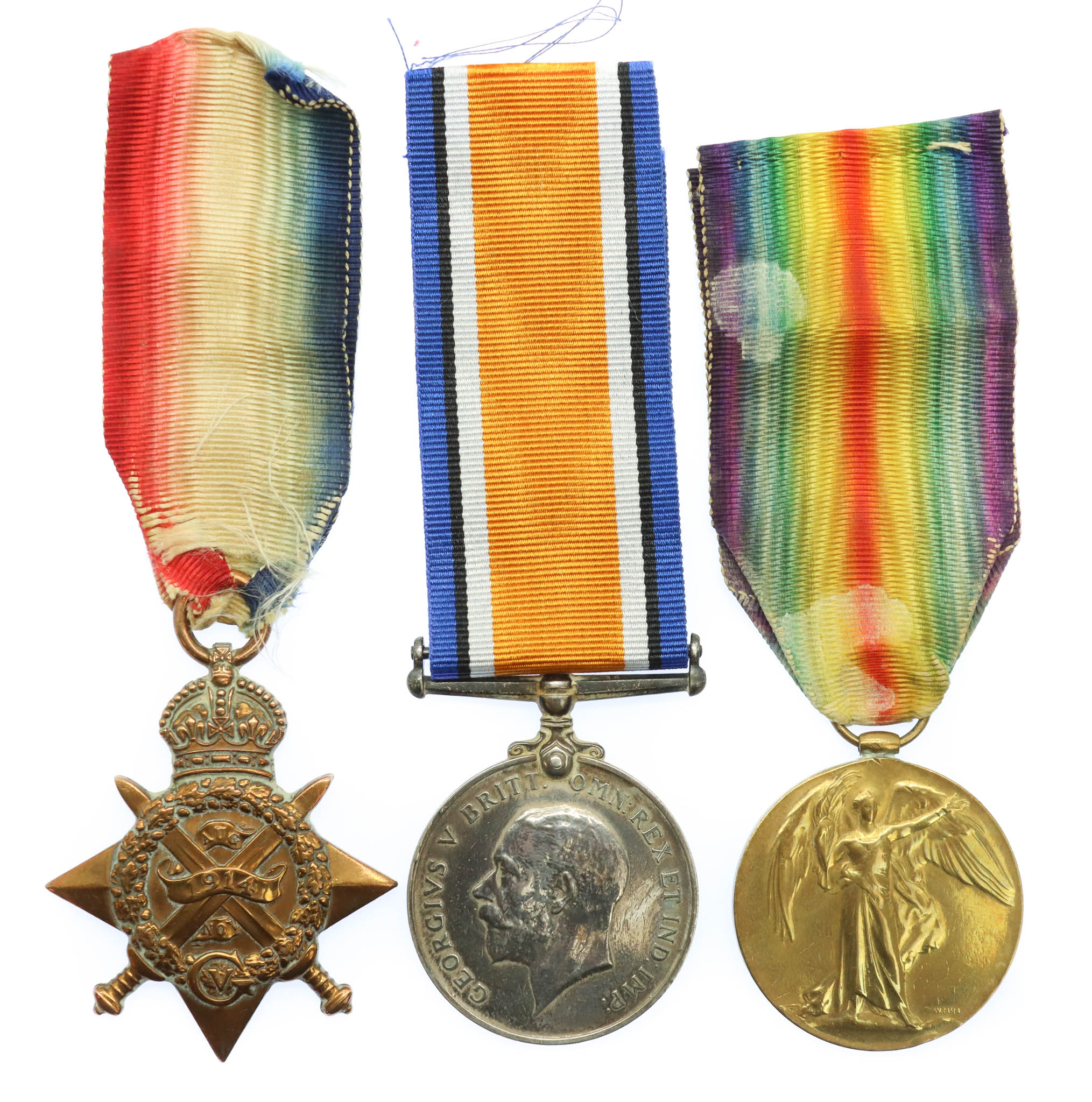WW1 1914 Mons Star Medal Trio - Pte. J. Dilley, 2nd Bn. Suffolk Regiment