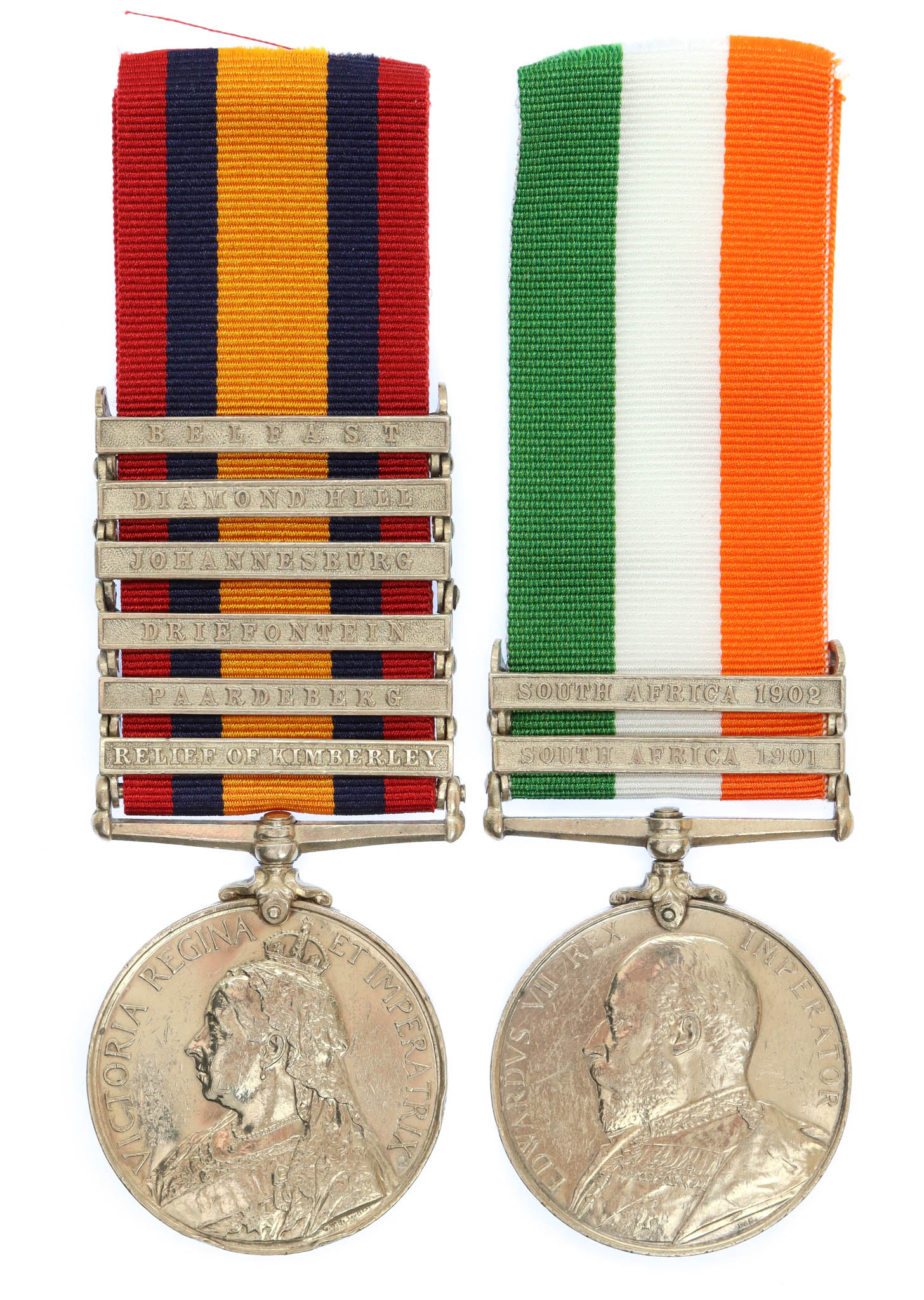 Queen's South Africa (6 Clasps) and King's South Africa (2 Clasps) Medal Pair - Pte. E. Attreed, 1st Bn. Essex Regiment