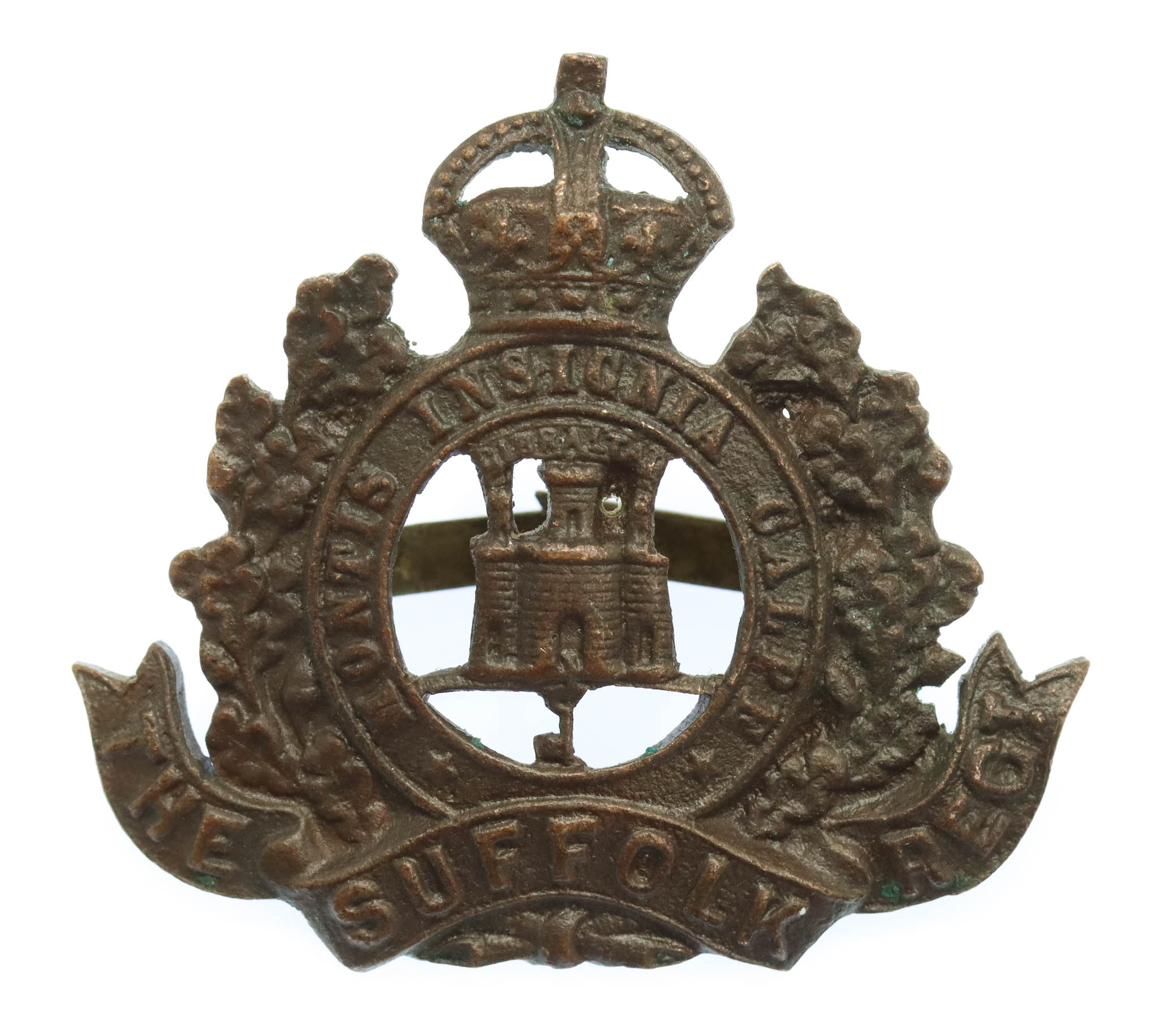 Suffolk Regiment Officer's Service Dress Cap Badge - King's Crown